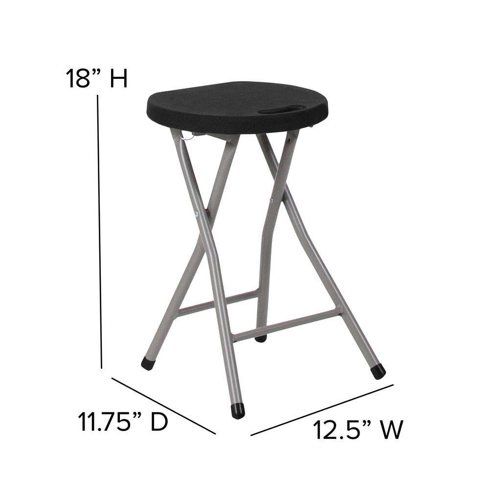 Foldable Stool with Plastic Seat and Powder Coated Frame