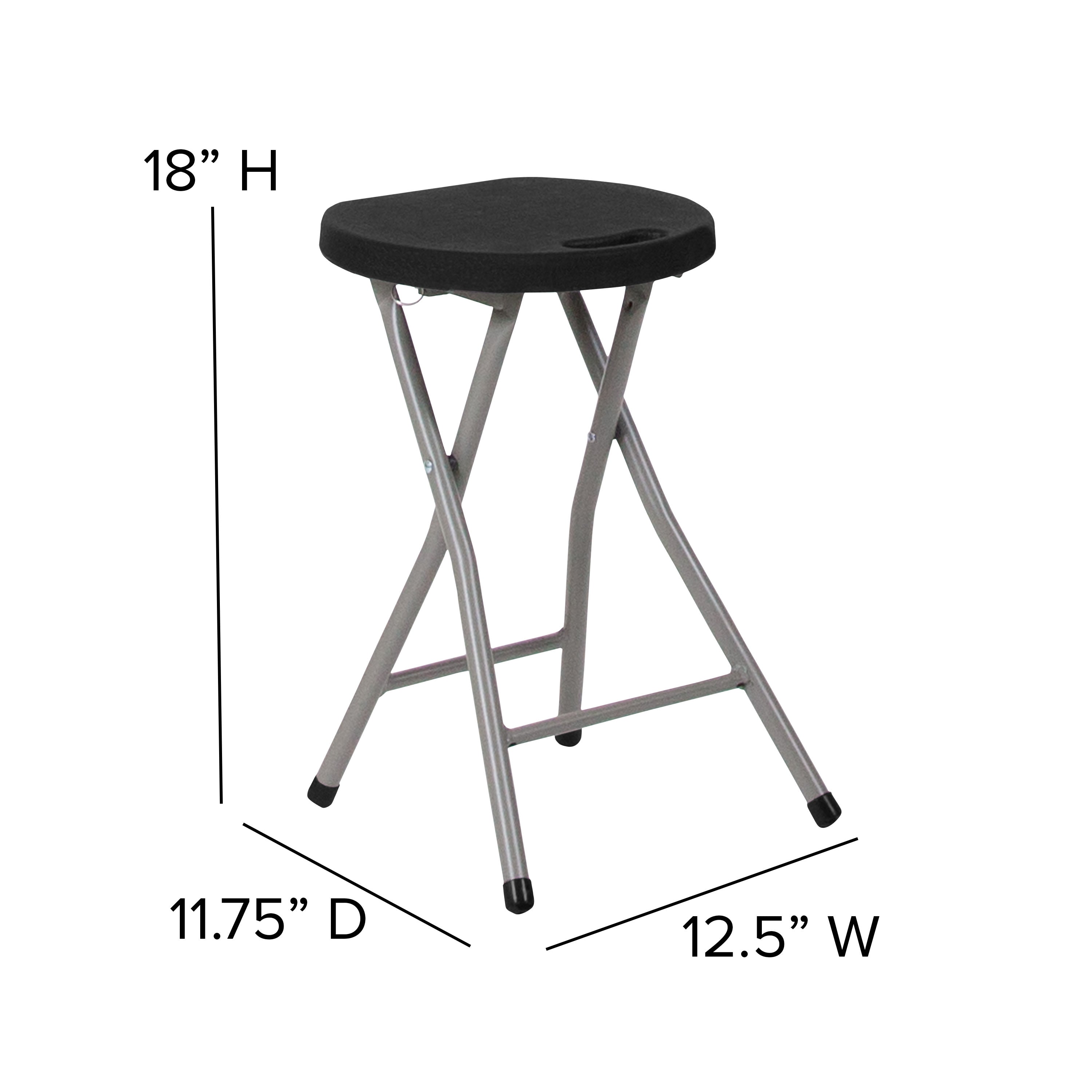 Foldable Stool with Plastic Seat and Powder Coated Frame