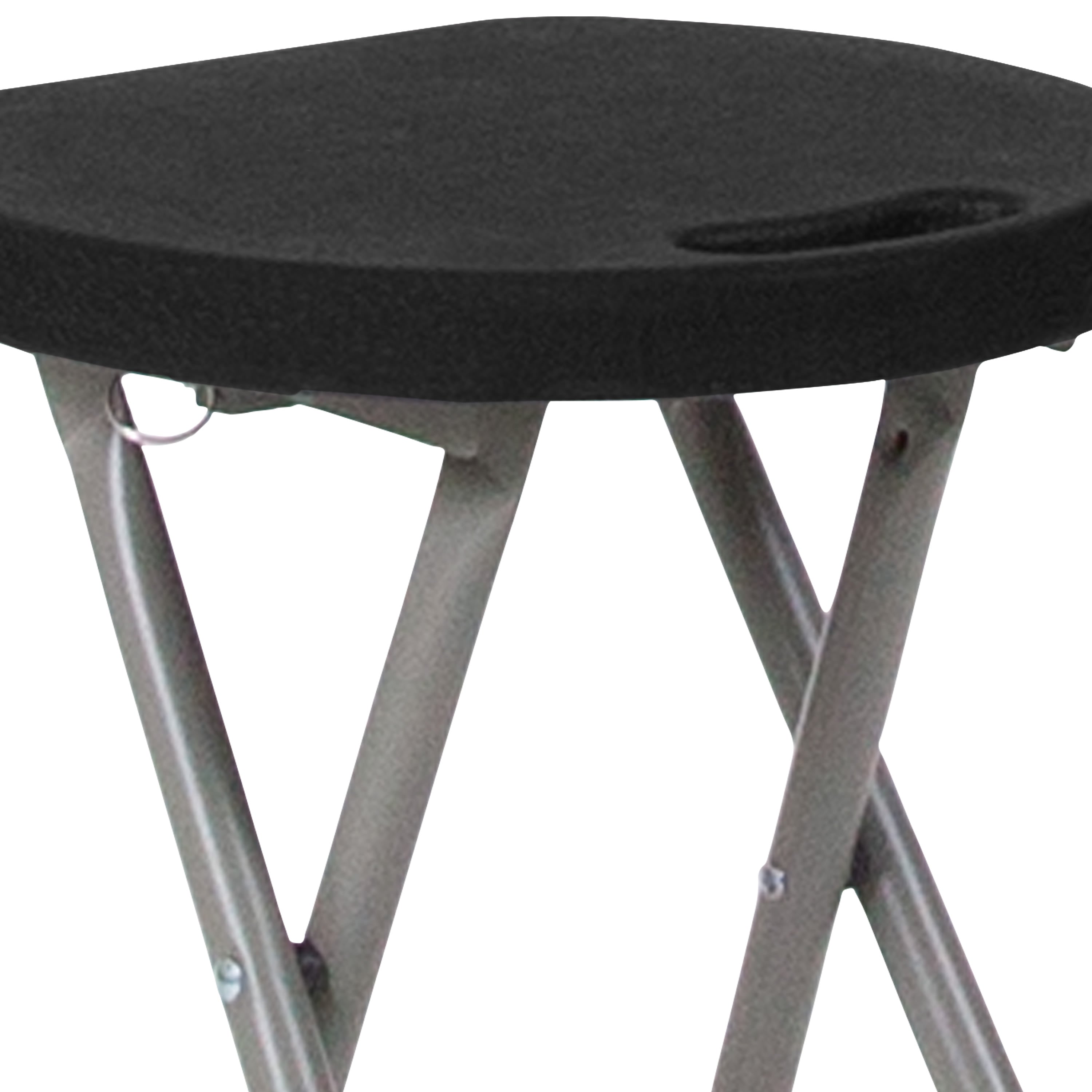 Foldable Stool with Plastic Seat and Powder Coated Frame