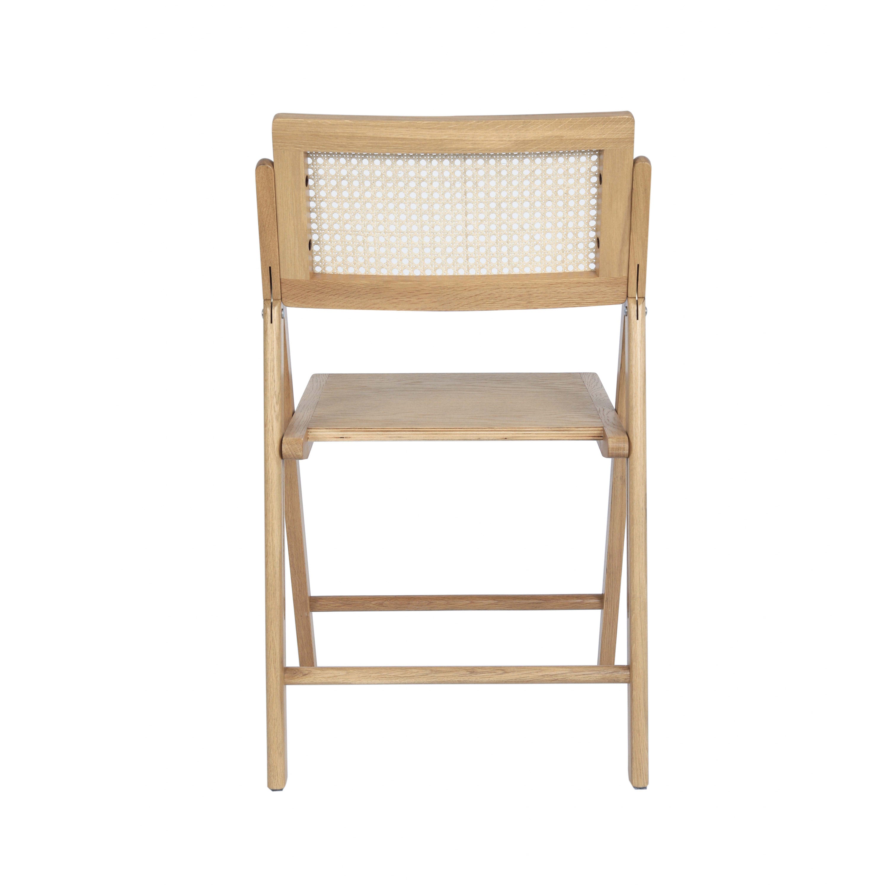 Galene Set of 2 Cane Rattan Folding Chairs with Solid Wood Frame and Seat and Ventilated Back, Perfect for Events or Additional Seating
