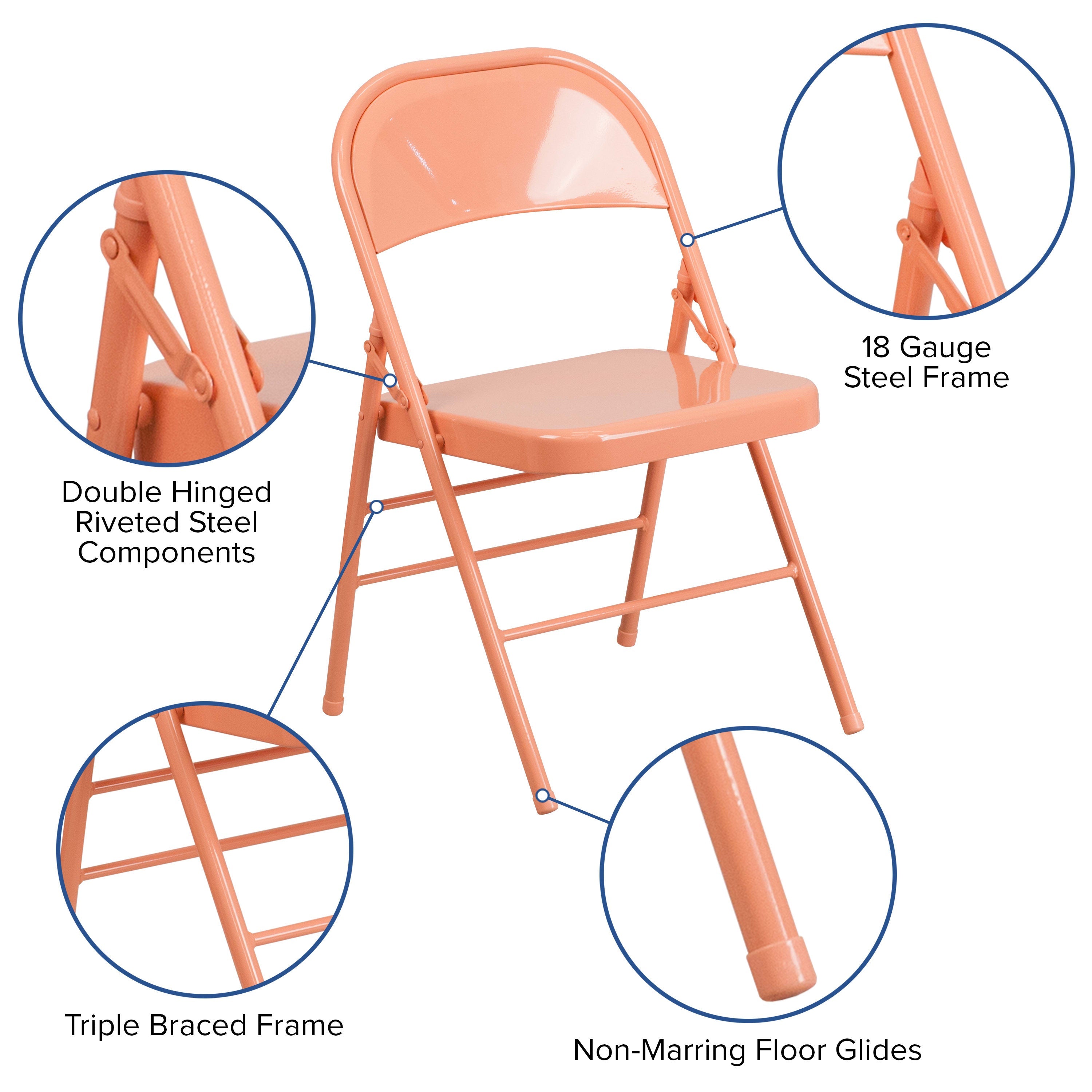Series Triple Braced & Double Hinged Metal Folding Chair