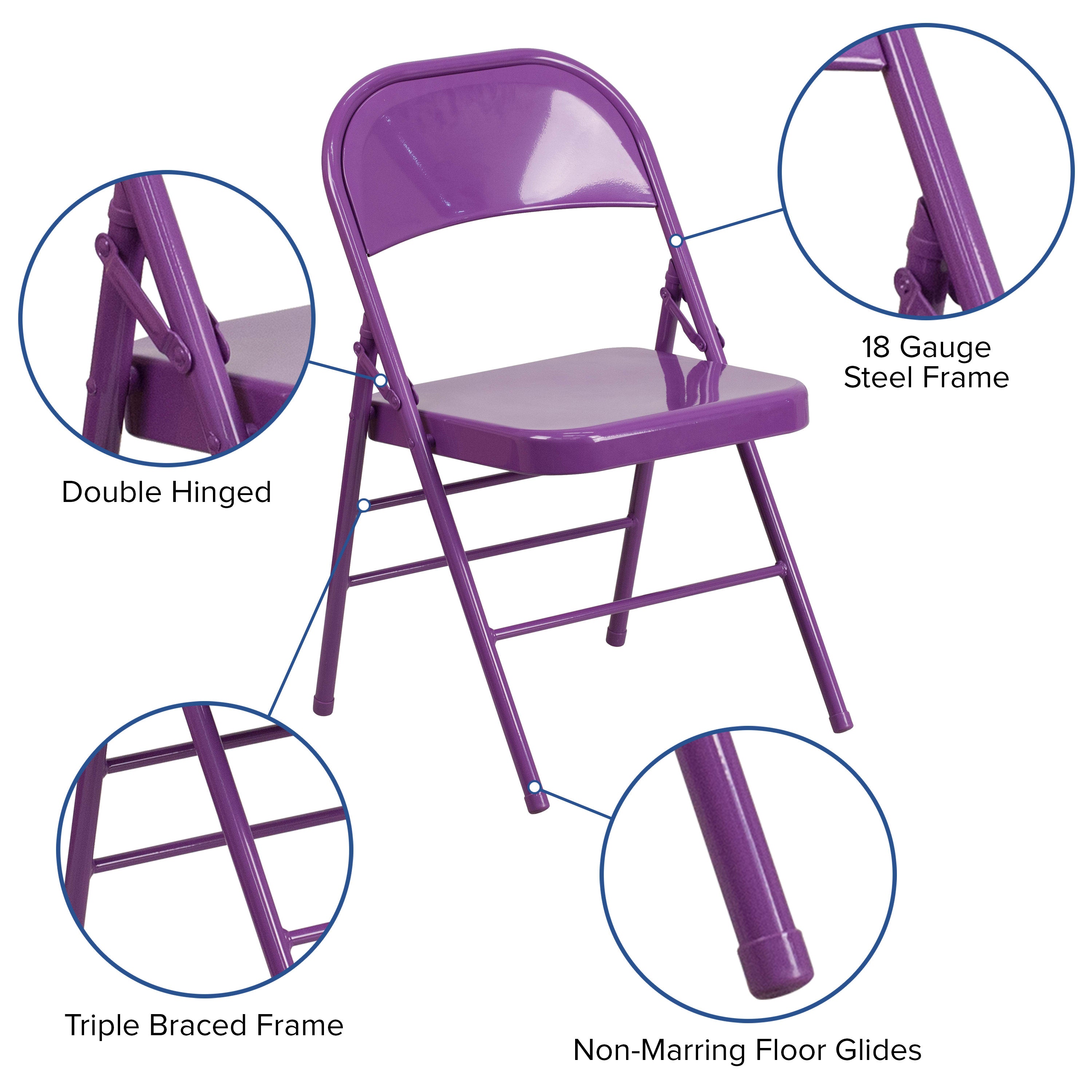 Series Triple Braced & Double Hinged Metal Folding Chair