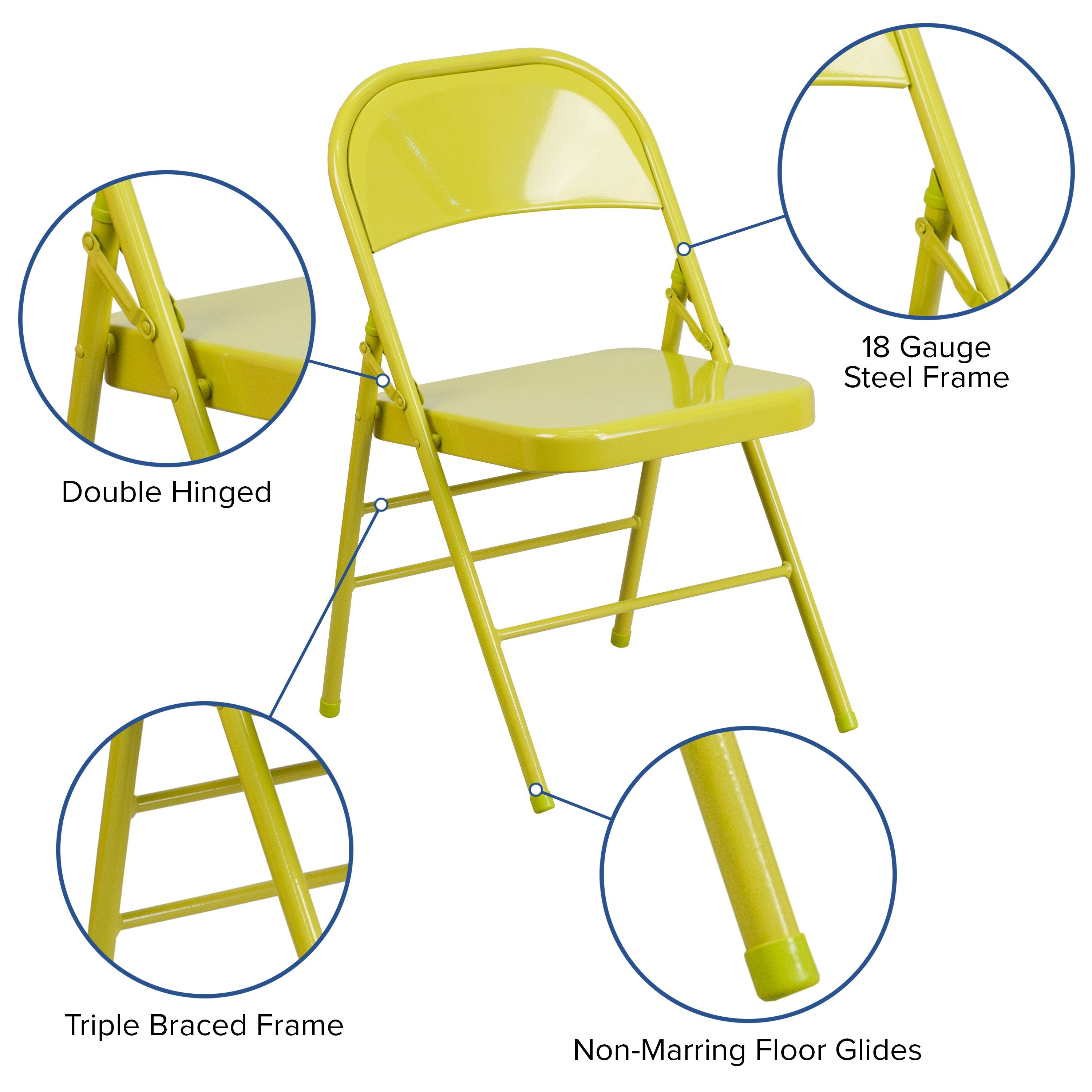 Series Triple Braced & Double Hinged Metal Folding Chair
