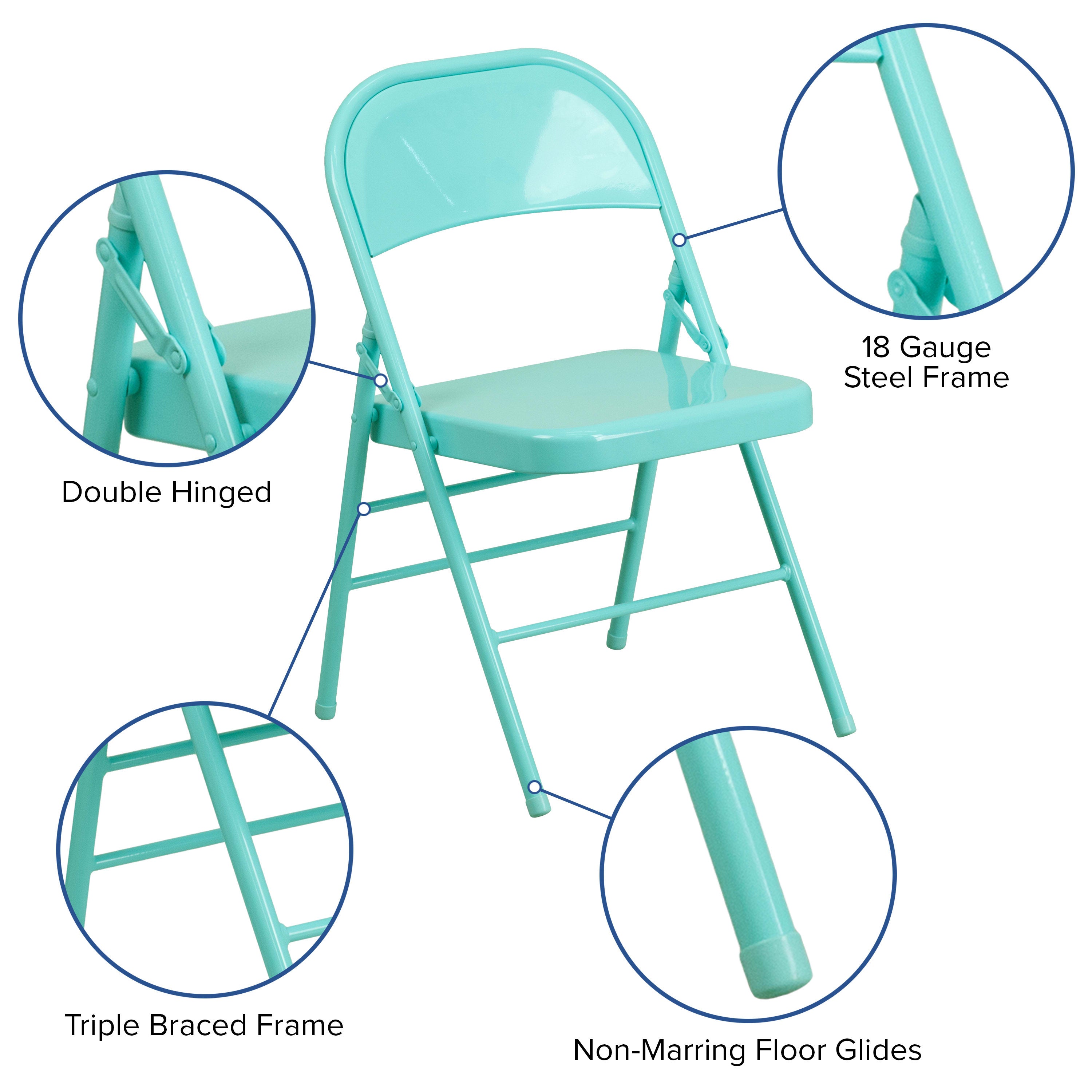 Series Triple Braced & Double Hinged Metal Folding Chair