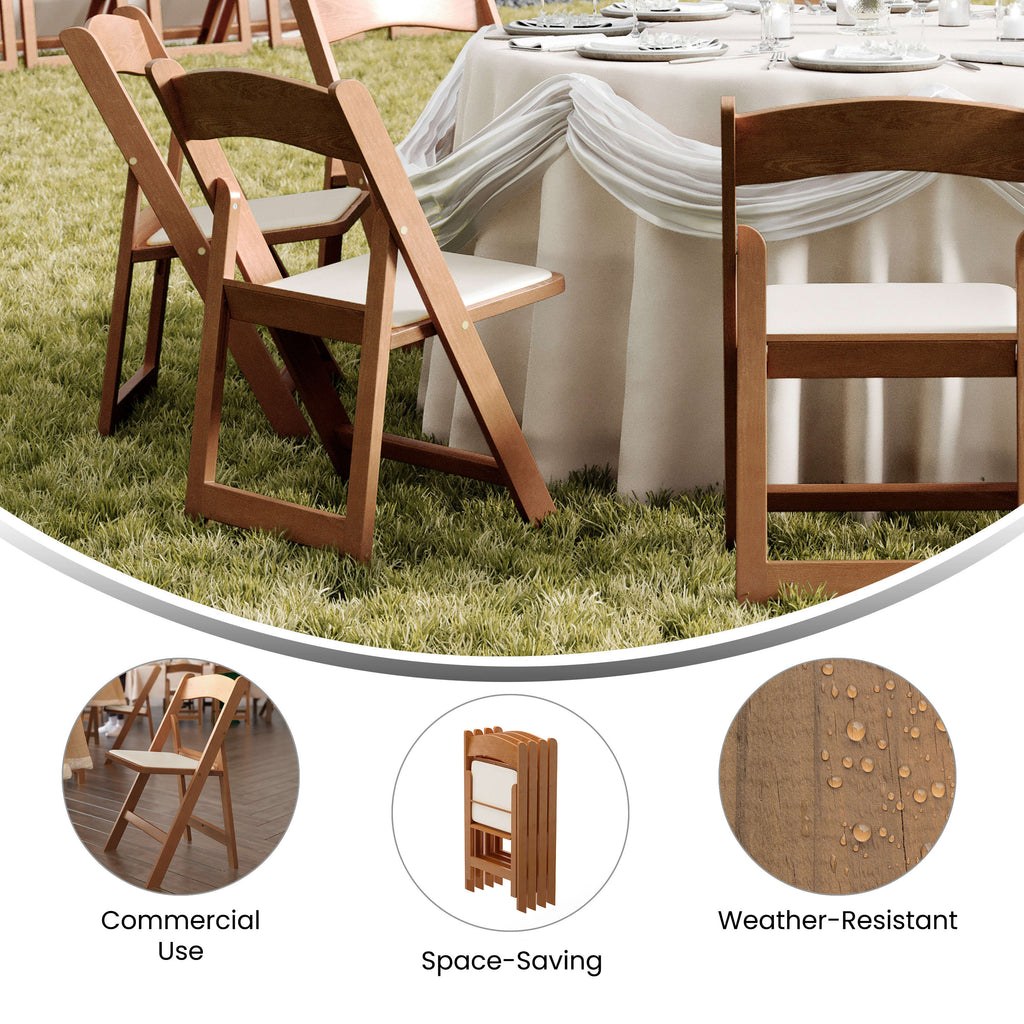 Commercial Indoor/Outdoor Lightweight Wood Look Resin Folding Event Chair