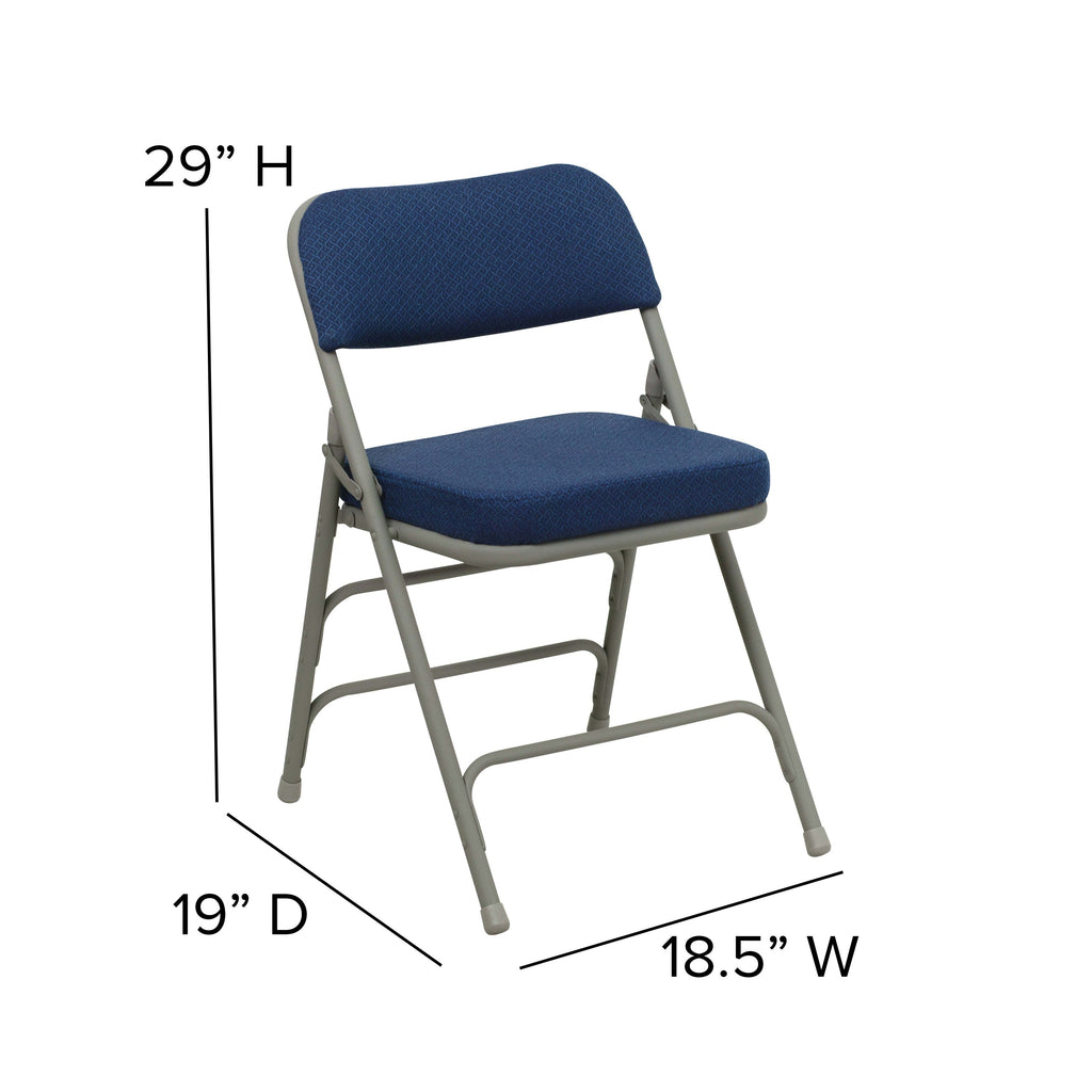 Series 18.5"W Premium Curved Triple Braced & Double Hinged Fabric Upholstered Metal Folding Chair