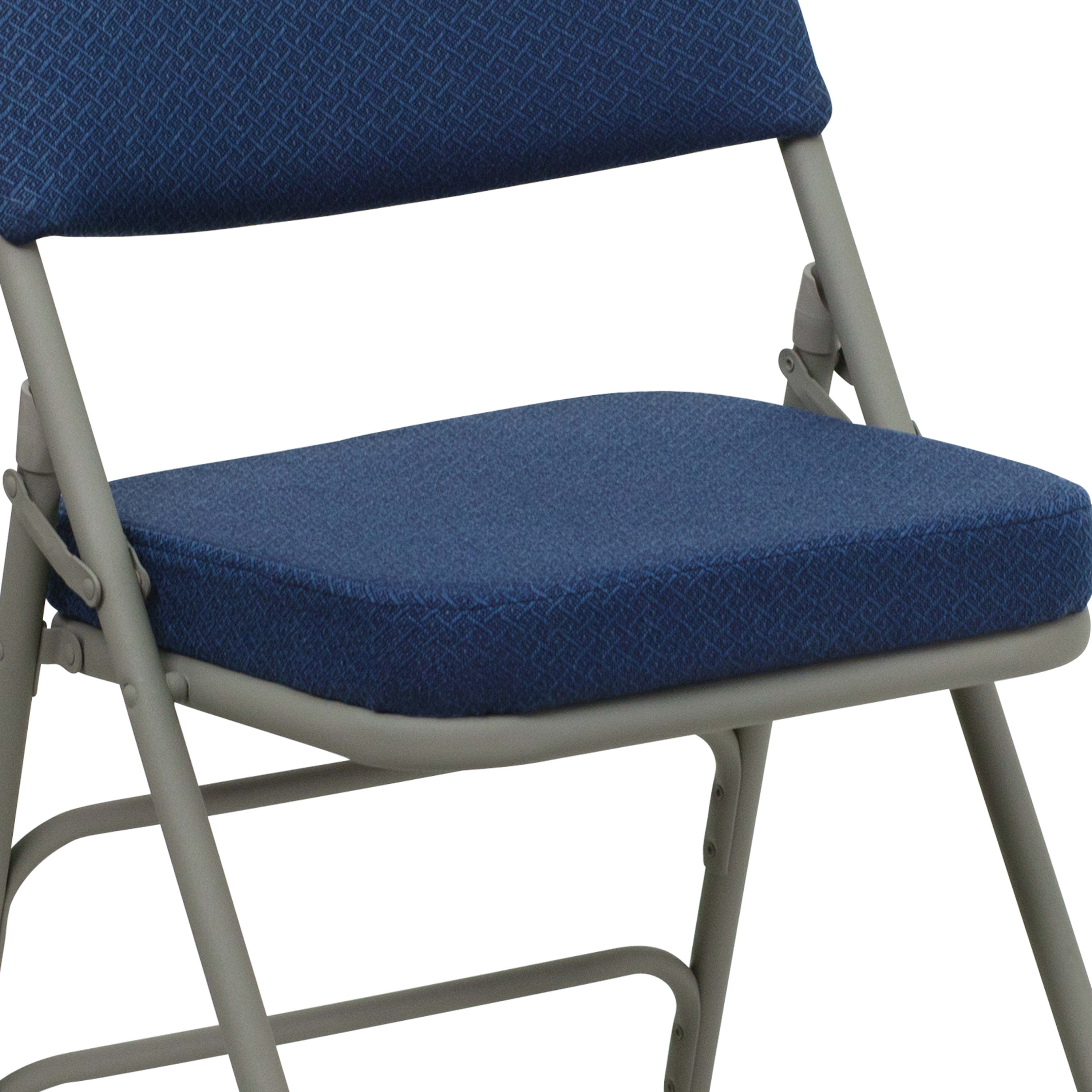 Series 18.5"W Premium Curved Triple Braced & Double Hinged Fabric Upholstered Metal Folding Chair