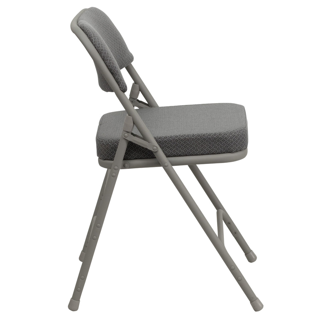 Series 18.5"W Premium Curved Triple Braced & Double Hinged Fabric Upholstered Metal Folding Chair