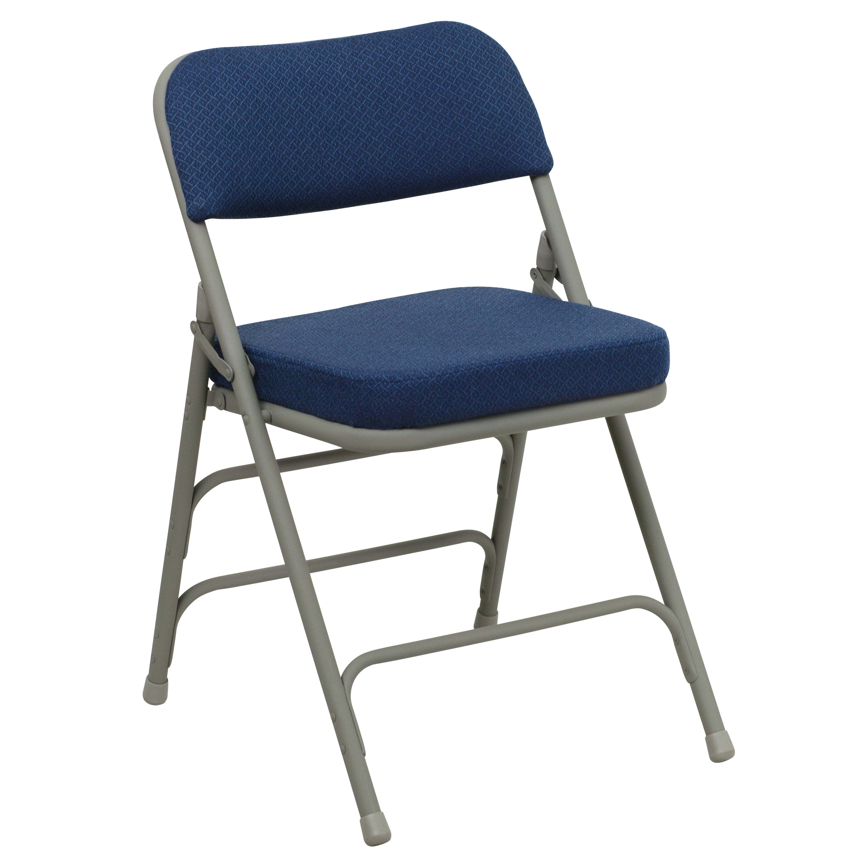 Series 18.5"W Premium Curved Triple Braced & Double Hinged Fabric Upholstered Metal Folding Chair