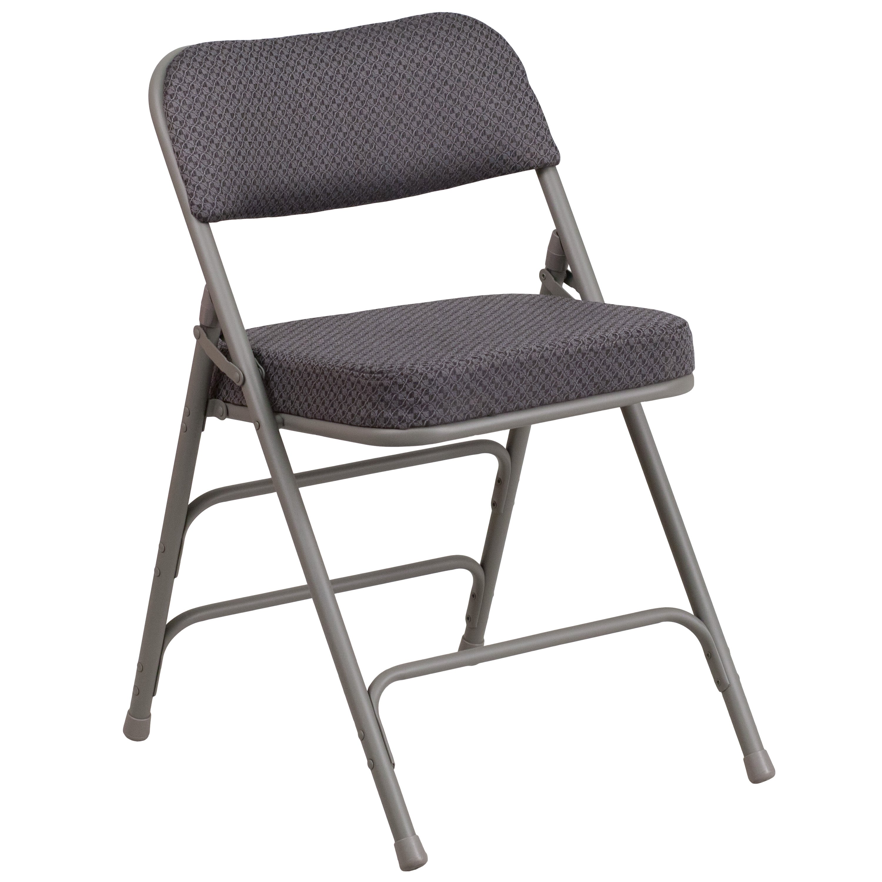 Series 18"W Premium Curved Triple Braced & Hinged Fabric Upholstered Metal Folding Chair