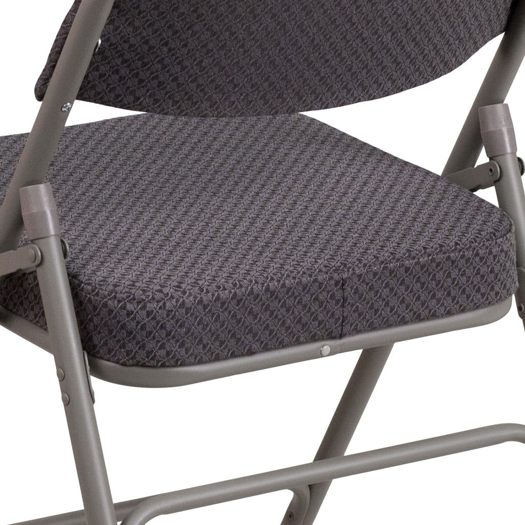 Series 18"W Premium Curved Triple Braced & Hinged Fabric Upholstered Metal Folding Chair