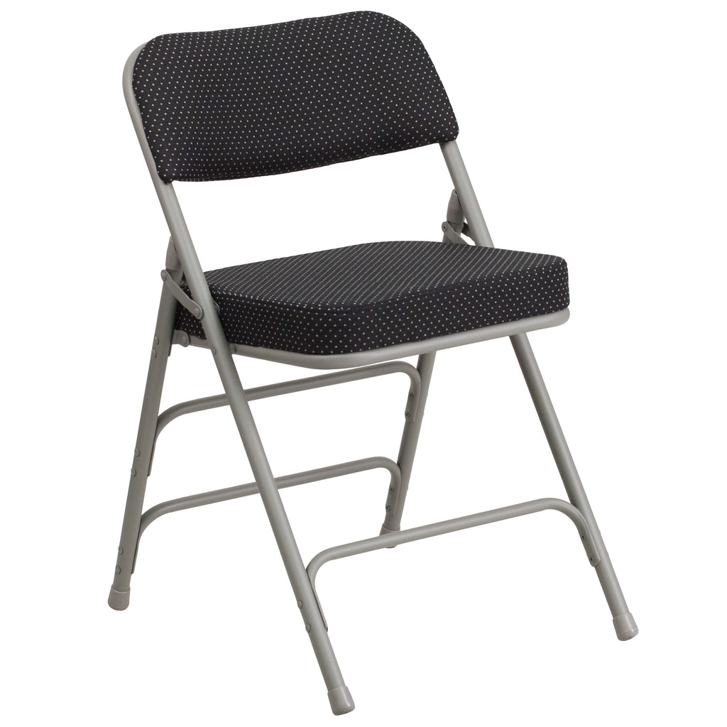 Series 18"W Premium Curved Triple Braced & Hinged Fabric Upholstered Metal Folding Chair