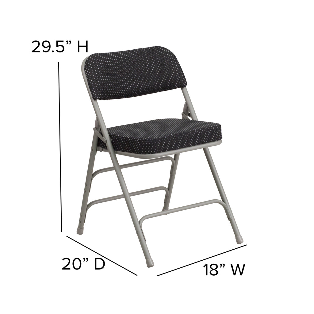 Series 18"W Premium Curved Triple Braced & Hinged Fabric Upholstered Metal Folding Chair