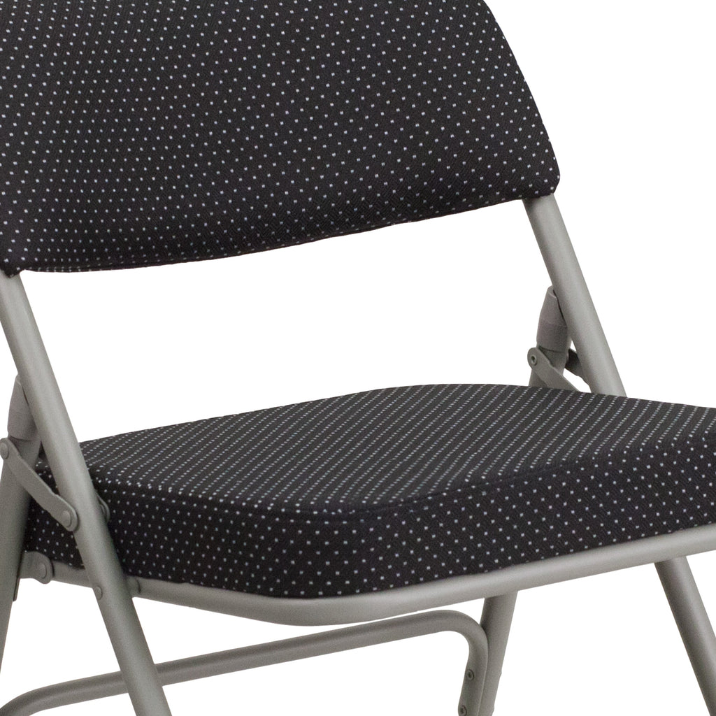 Series 18"W Premium Curved Triple Braced & Hinged Fabric Upholstered Metal Folding Chair