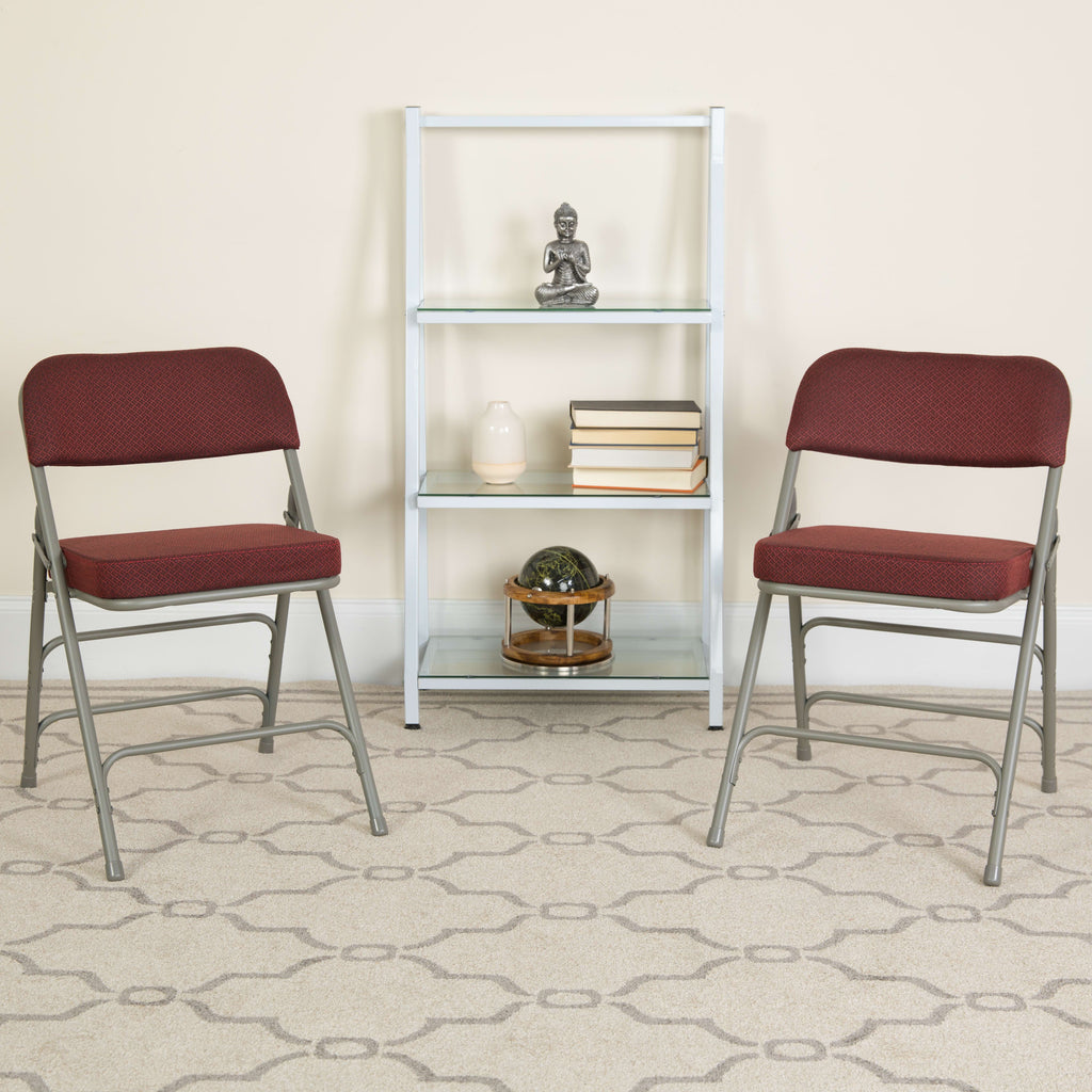 Series 18"W Premium Curved Triple Braced & Hinged Fabric Upholstered Metal Folding Chair