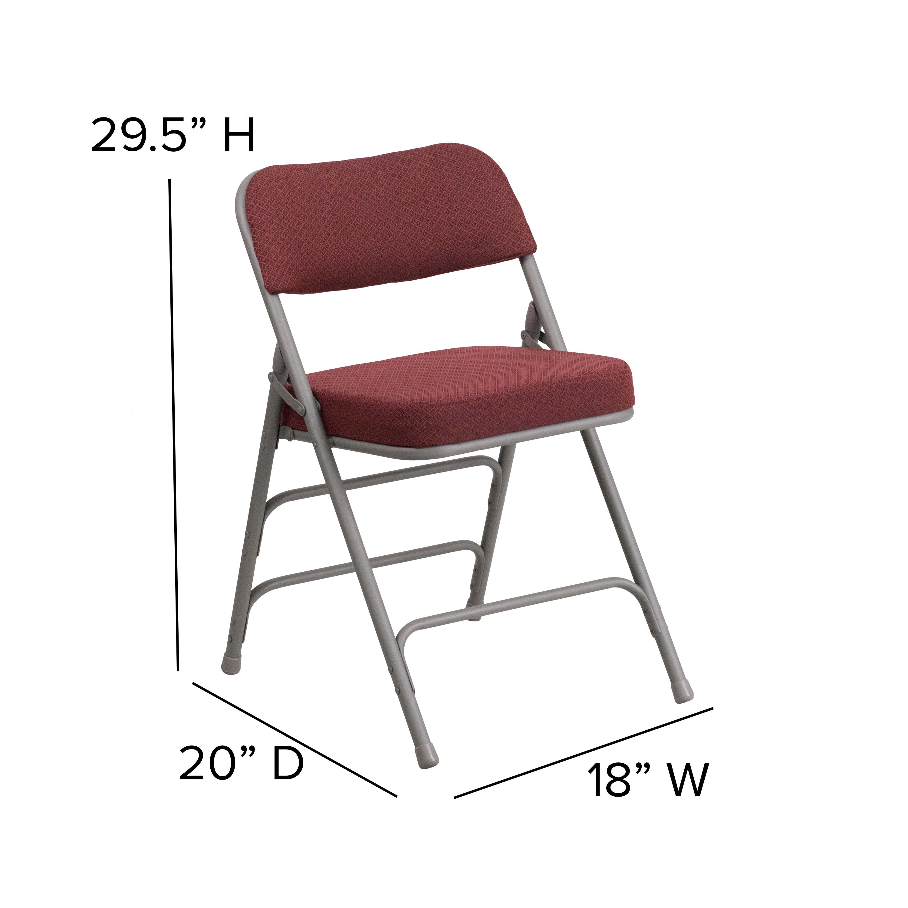 Series 18"W Premium Curved Triple Braced & Hinged Fabric Upholstered Metal Folding Chair