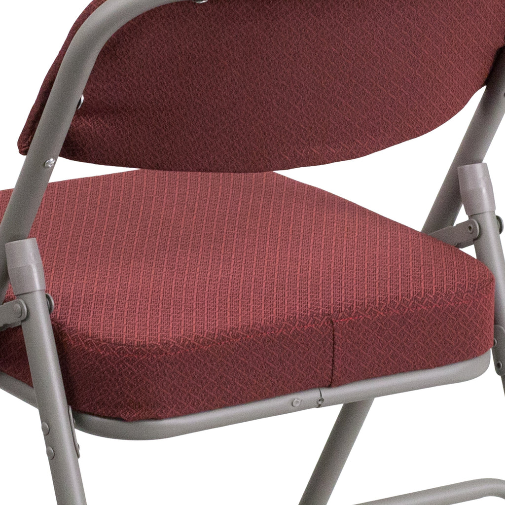 Series 18"W Premium Curved Triple Braced & Hinged Fabric Upholstered Metal Folding Chair