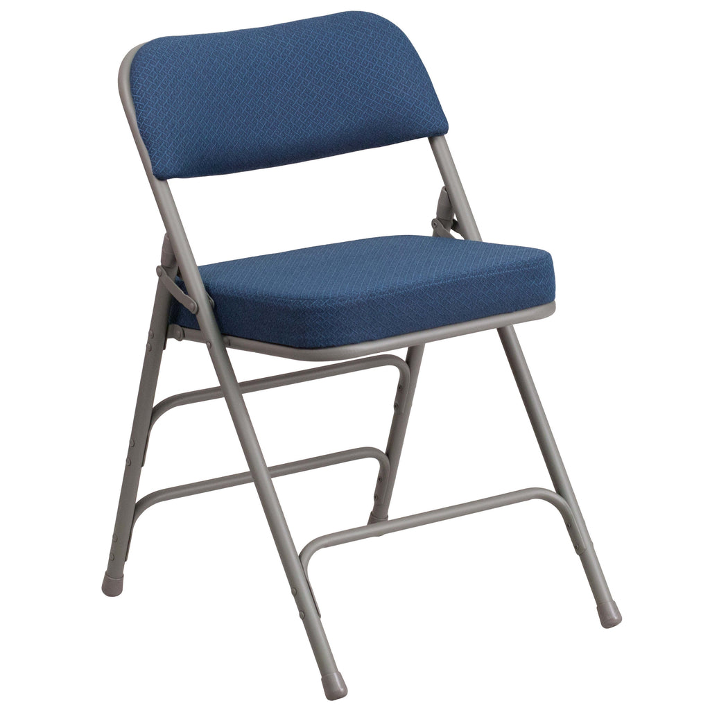 Series 18"W Premium Curved Triple Braced & Hinged Fabric Upholstered Metal Folding Chair