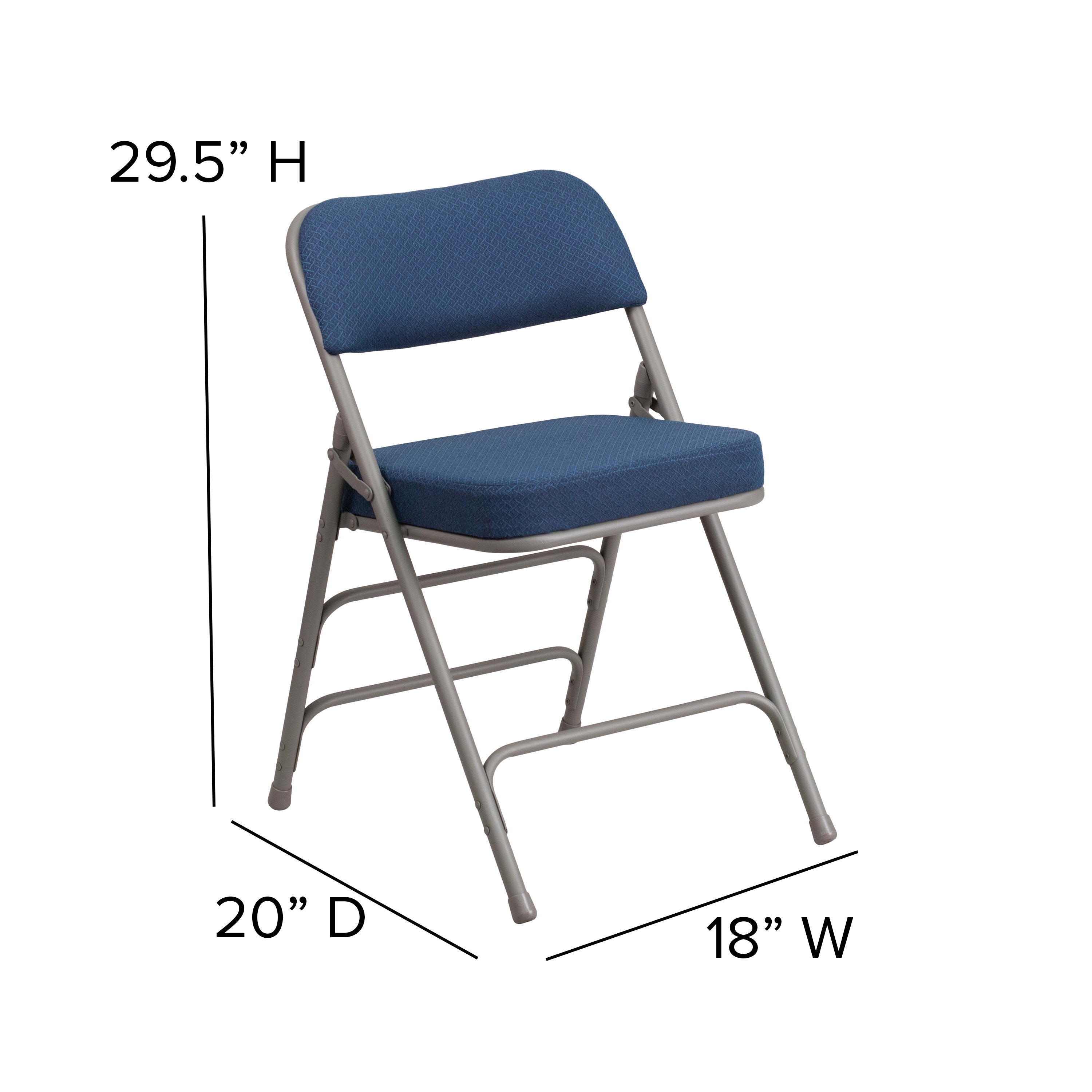 Series 18"W Premium Curved Triple Braced & Hinged Fabric Upholstered Metal Folding Chair