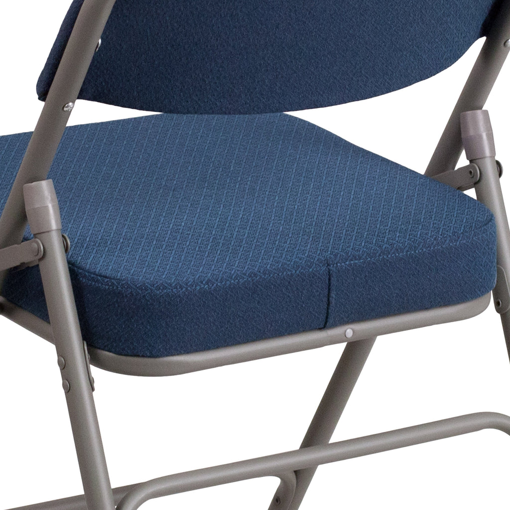 Series 18"W Premium Curved Triple Braced & Hinged Fabric Upholstered Metal Folding Chair