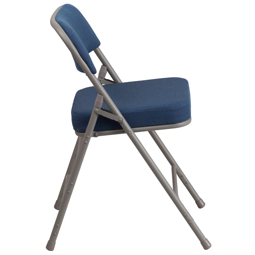 Series 18"W Premium Curved Triple Braced & Hinged Fabric Upholstered Metal Folding Chair