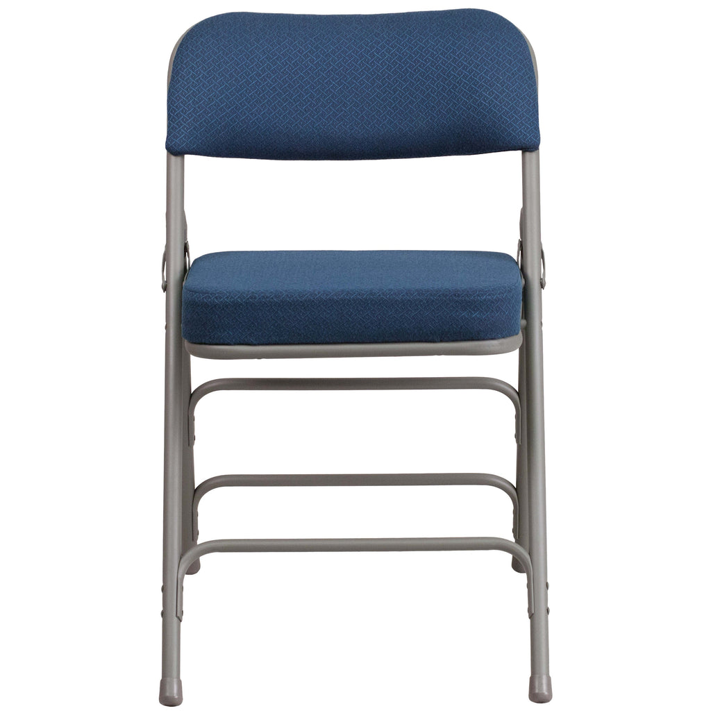 Series 18"W Premium Curved Triple Braced & Hinged Fabric Upholstered Metal Folding Chair