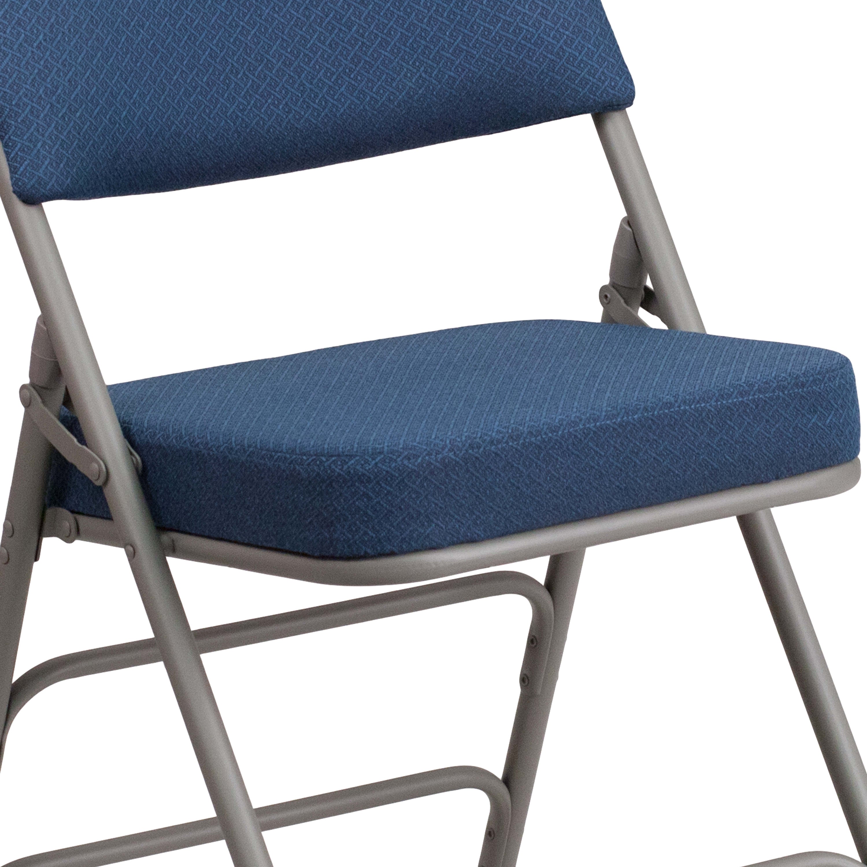 Series 18"W Premium Curved Triple Braced & Hinged Fabric Upholstered Metal Folding Chair