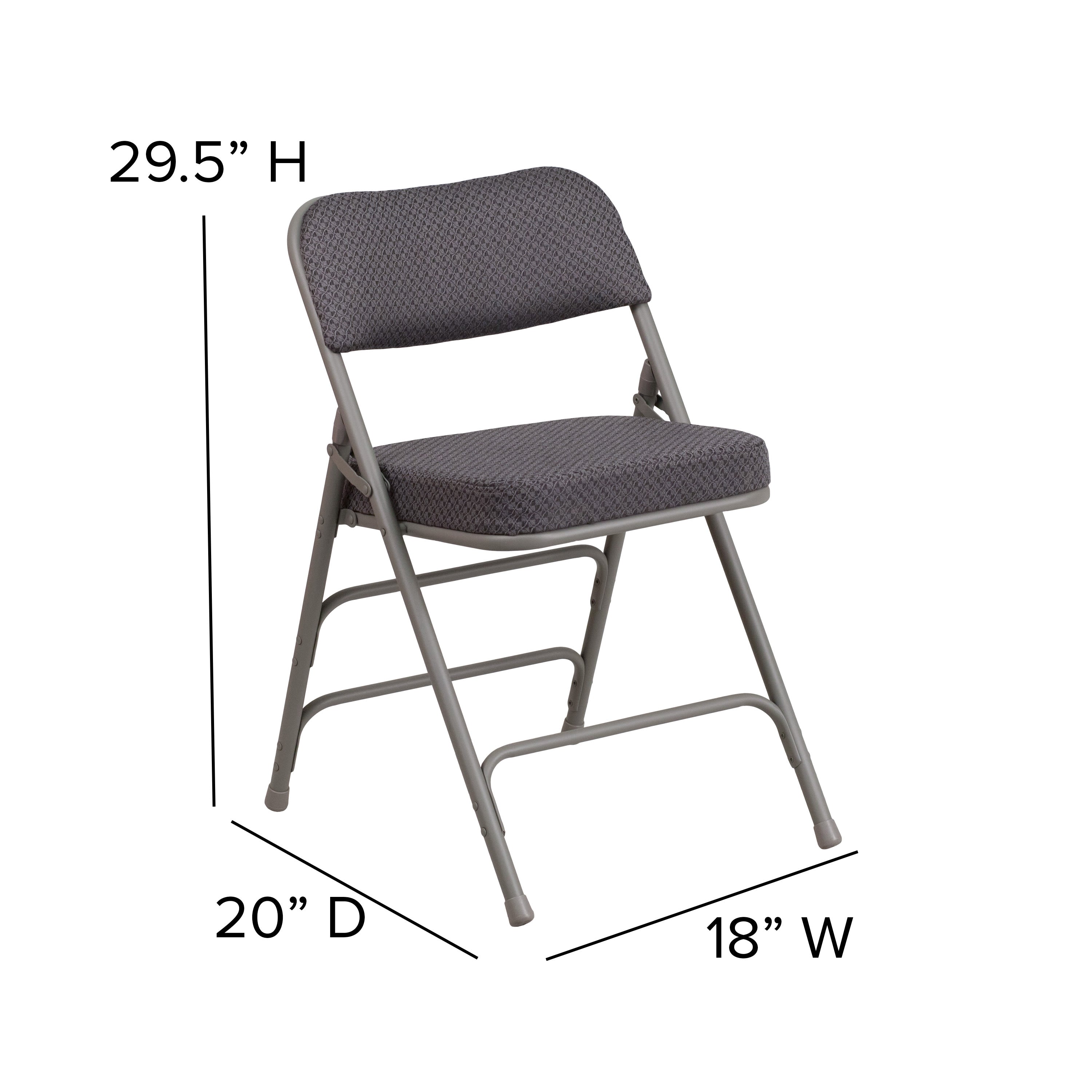 Series 18"W Premium Curved Triple Braced & Hinged Fabric Upholstered Metal Folding Chair