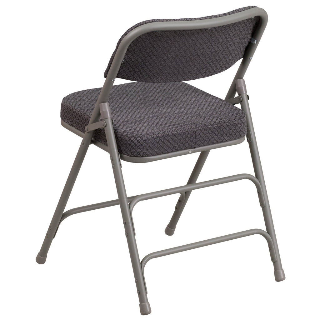 Series 18"W Premium Curved Triple Braced & Hinged Fabric Upholstered Metal Folding Chair