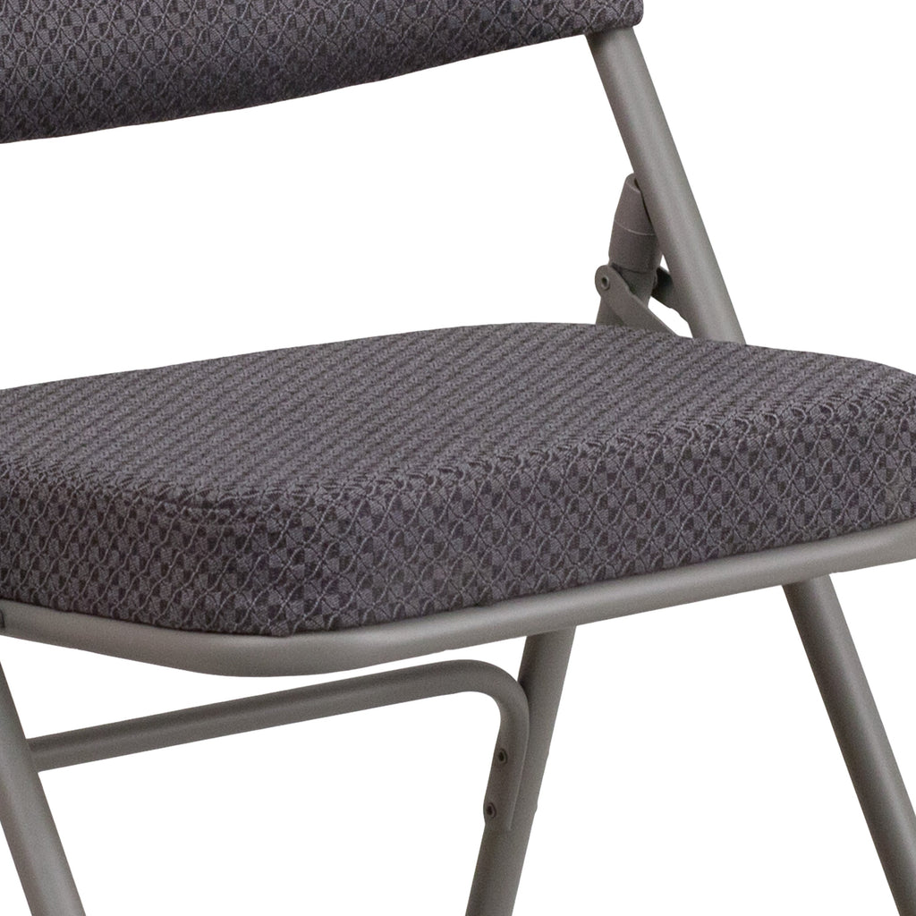 Series 18"W Premium Curved Triple Braced & Hinged Fabric Upholstered Metal Folding Chair