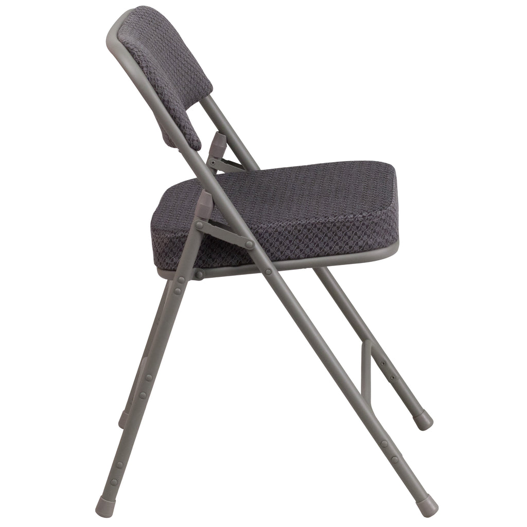 Series 18"W Premium Curved Triple Braced & Hinged Fabric Upholstered Metal Folding Chair