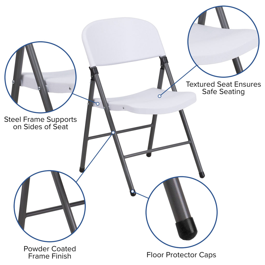 Series 330 lb. Capacity Plastic Folding Chair with Charcoal Frame