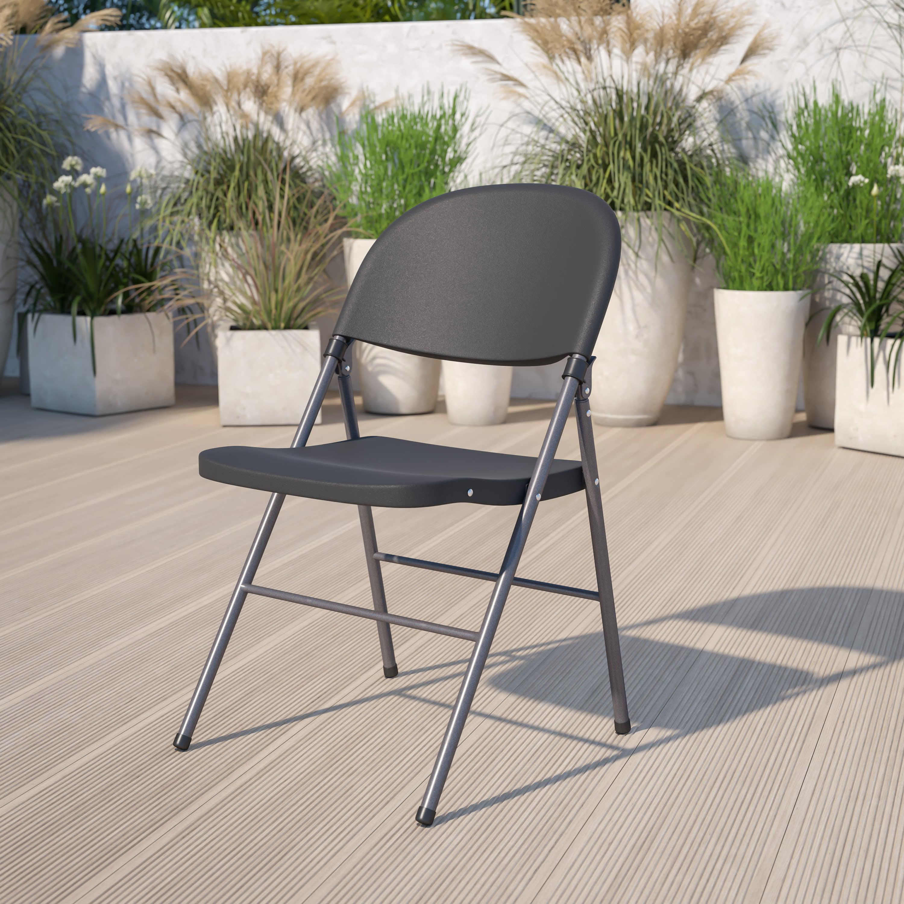 Series 330 lb. Capacity Plastic Folding Chair with Charcoal Frame