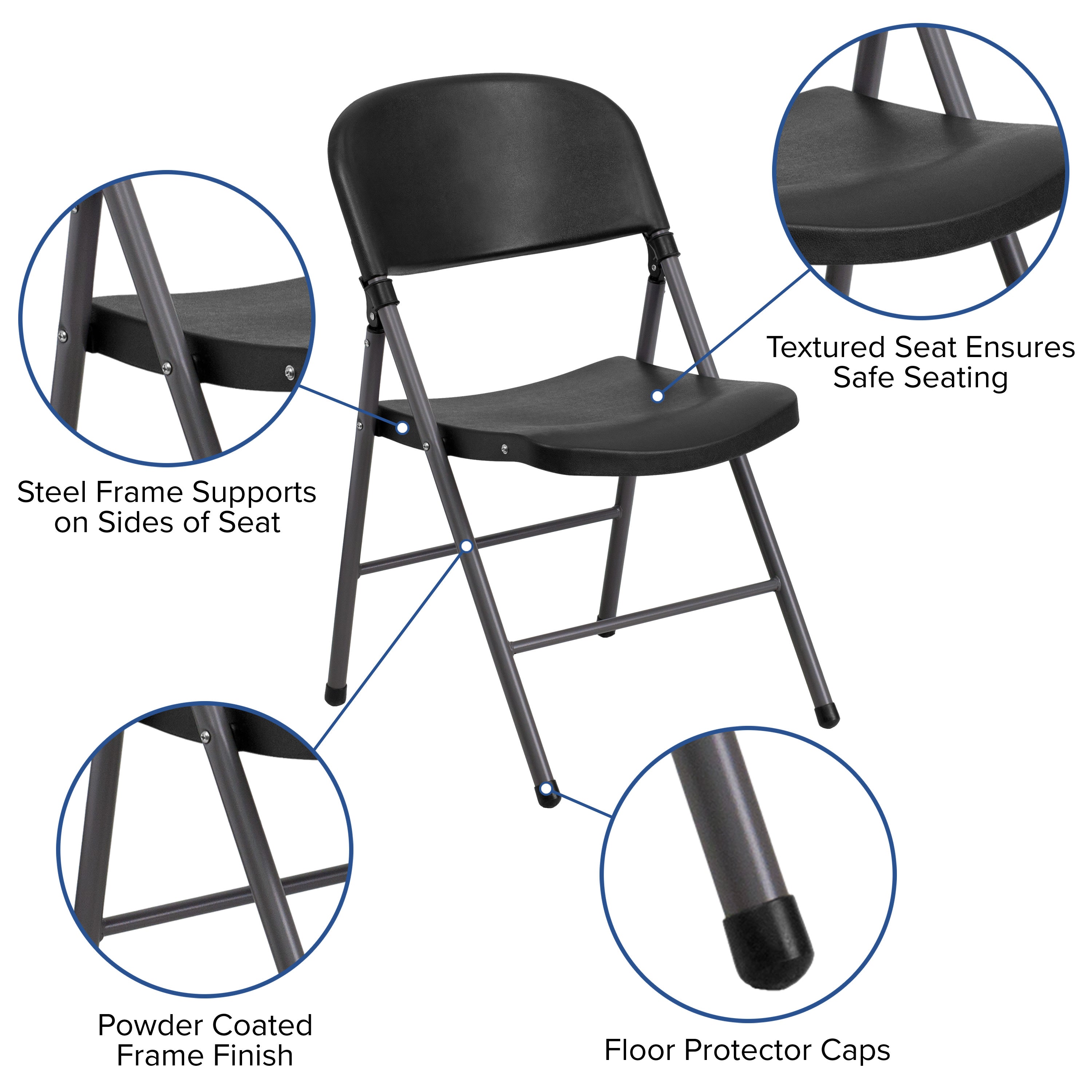 Series 330 lb. Capacity Plastic Folding Chair with Charcoal Frame