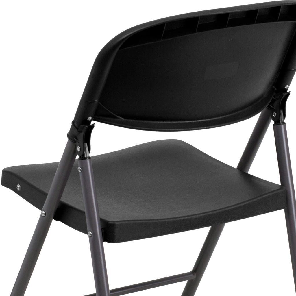 Series 330 lb. Capacity Plastic Folding Chair with Charcoal Frame