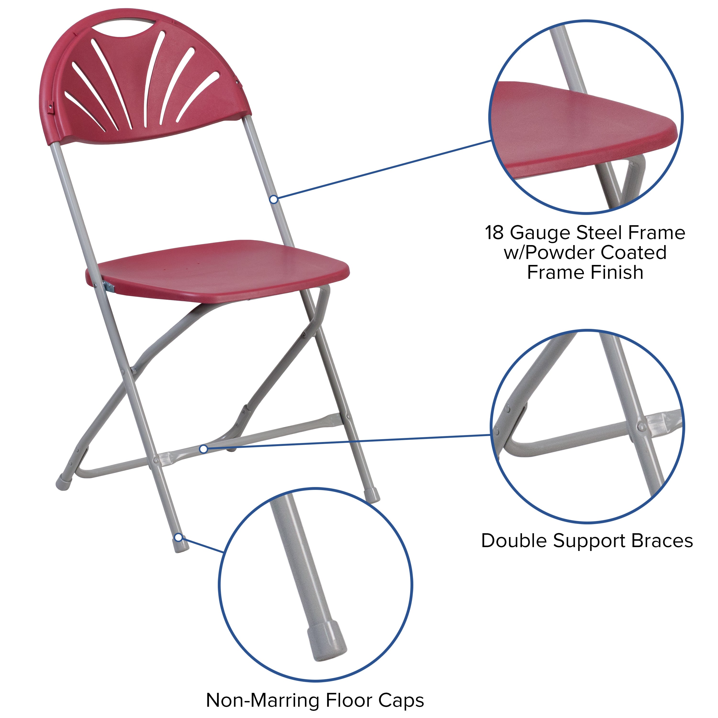 Series 650 lb. Capacity Plastic Fan Back Folding Chair