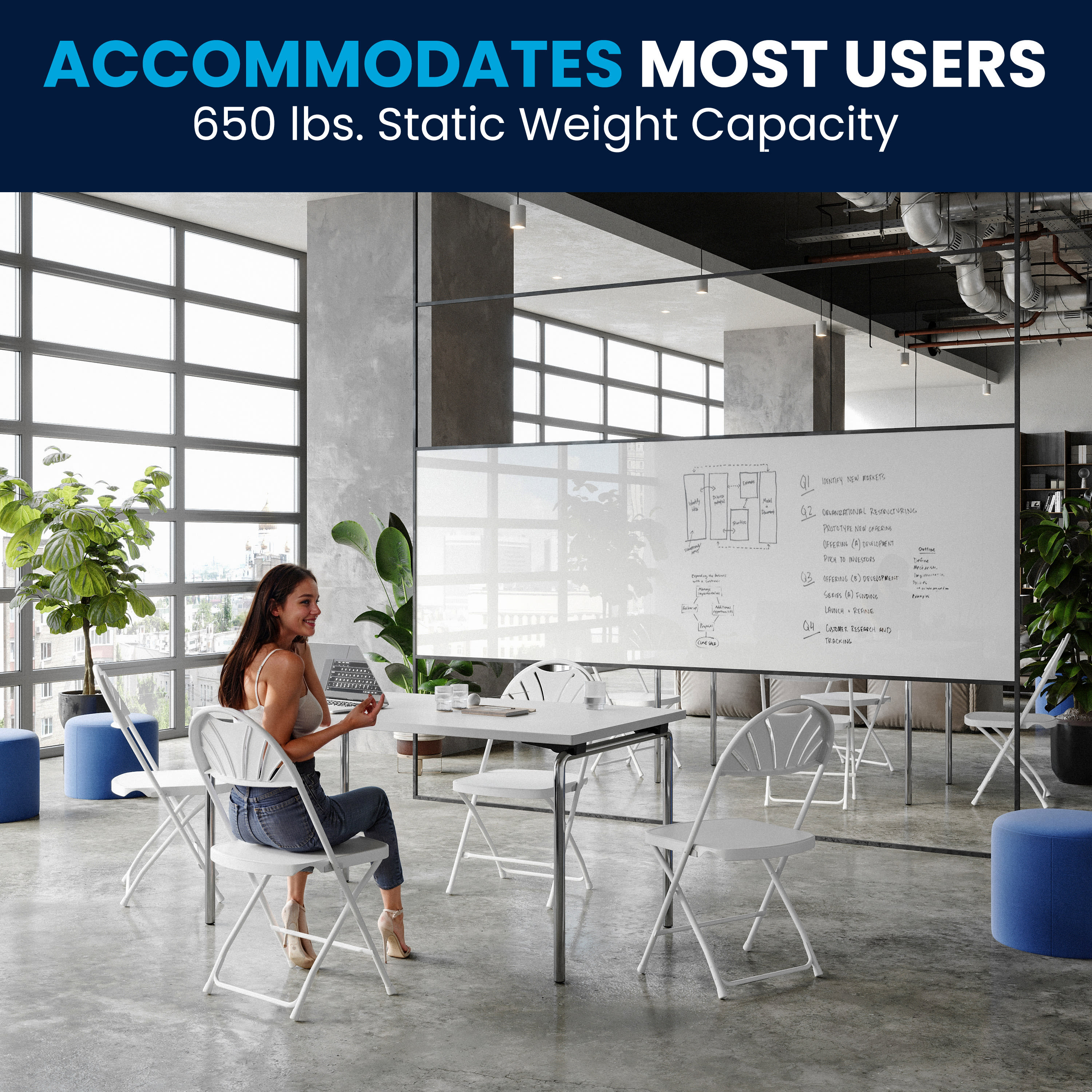 Series 650 lb. Capacity Plastic Fan Back Folding Chair