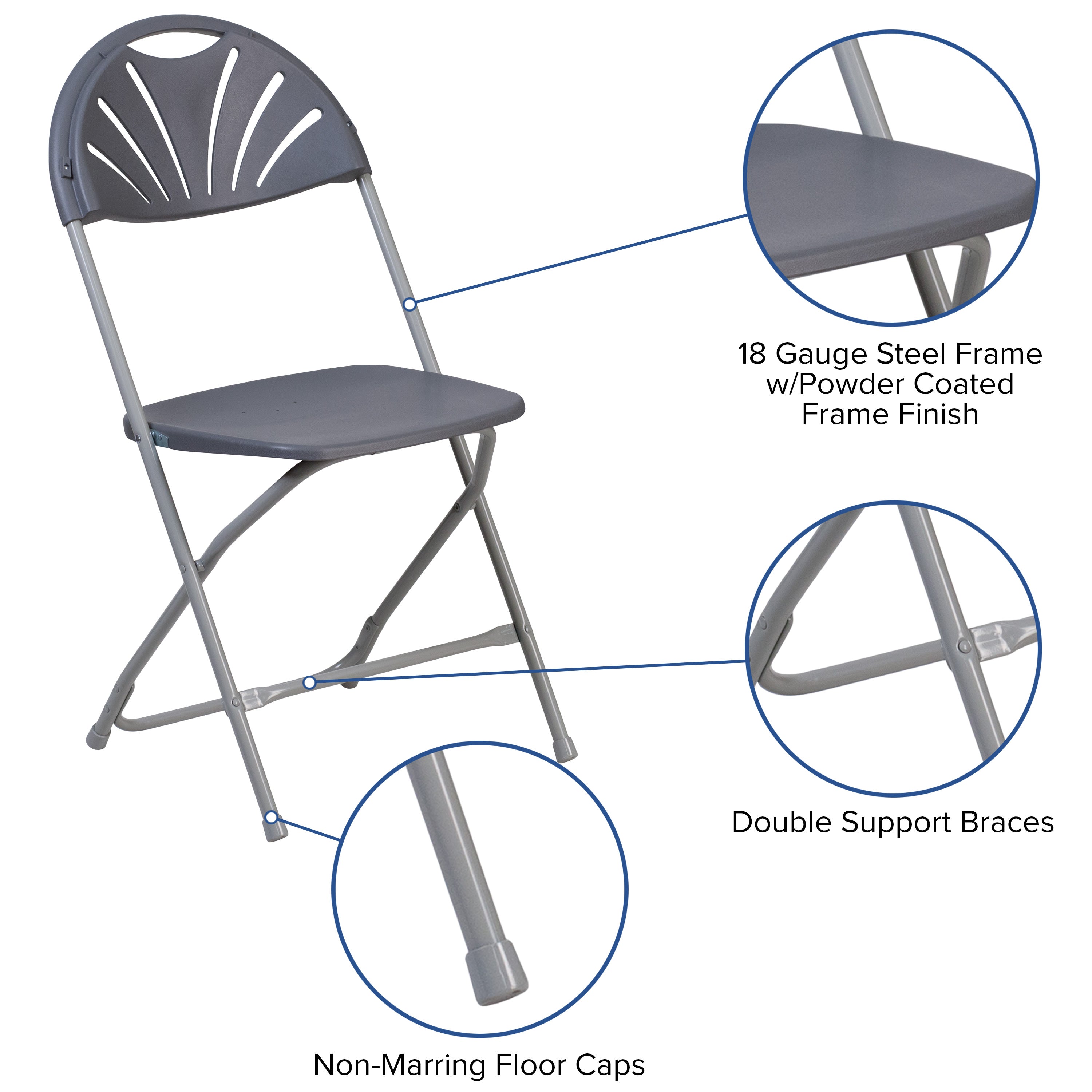 Series 650 lb. Capacity Plastic Fan Back Folding Chair