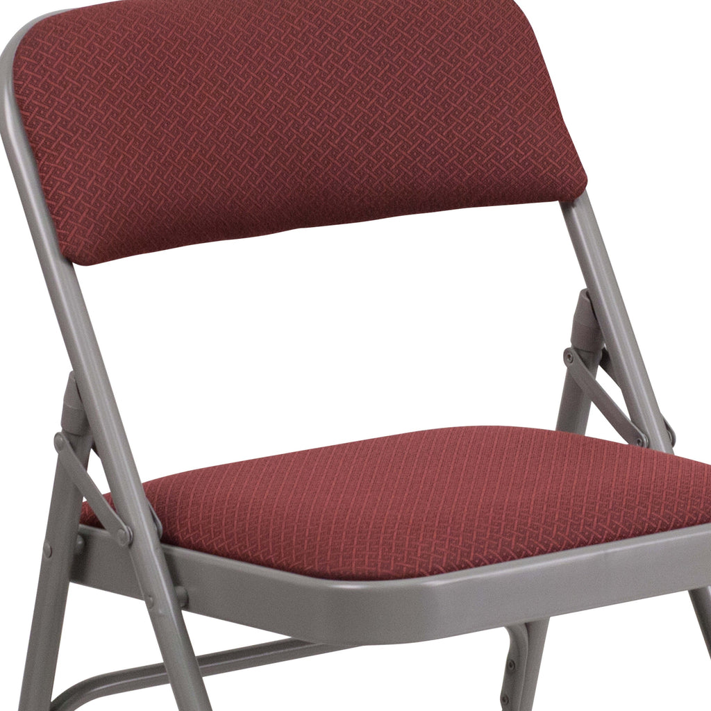 Series Curved Triple Braced & Double Hinged Fabric Upholstered Metal Folding Chair