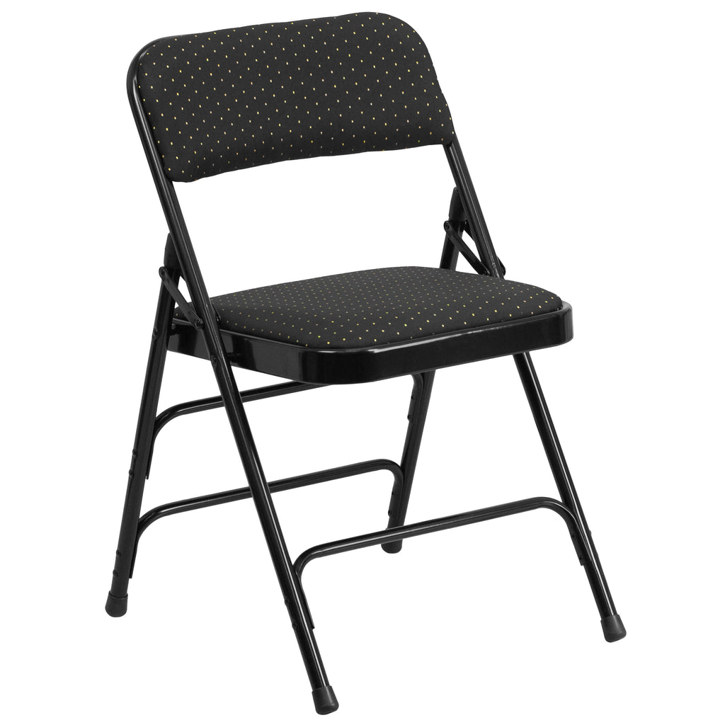 Series Curved Triple Braced & Double Hinged Fabric Upholstered Metal Folding Chair