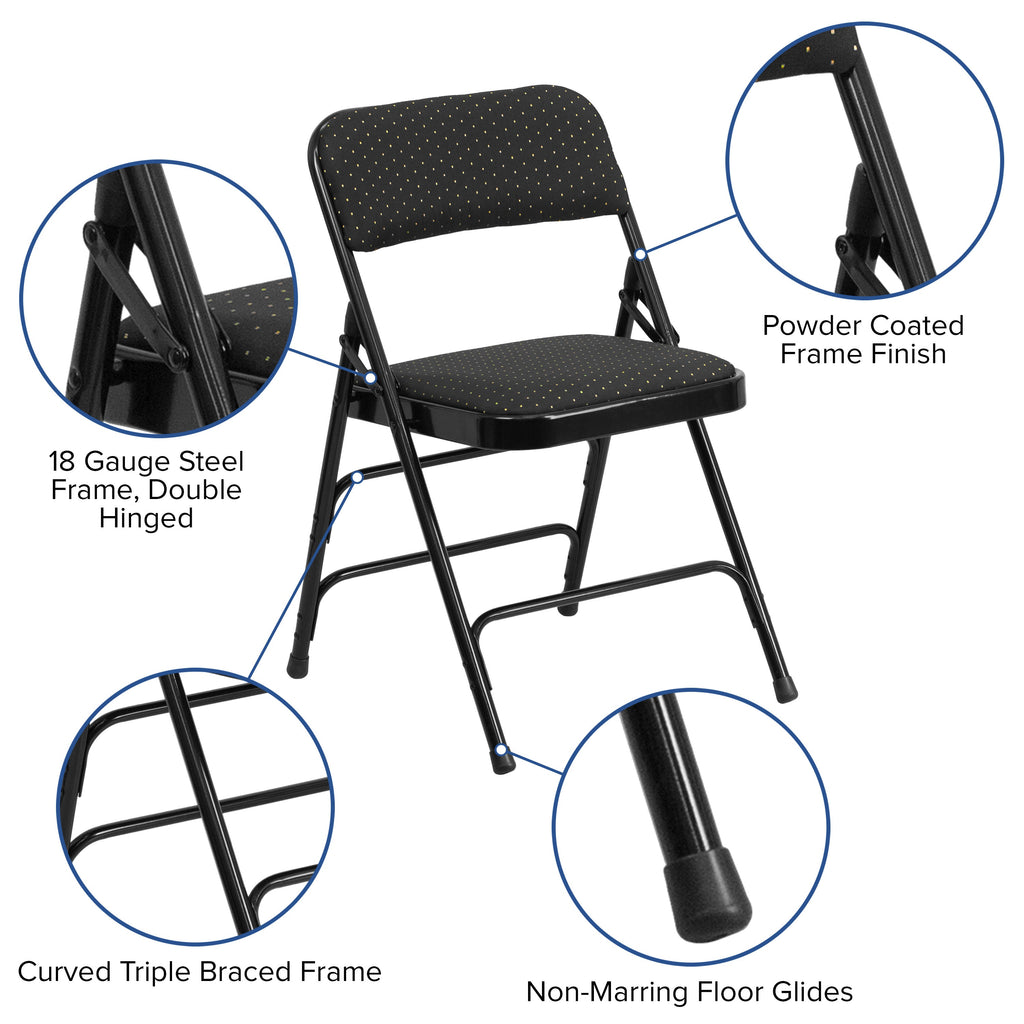 Series Curved Triple Braced & Double Hinged Fabric Upholstered Metal Folding Chair