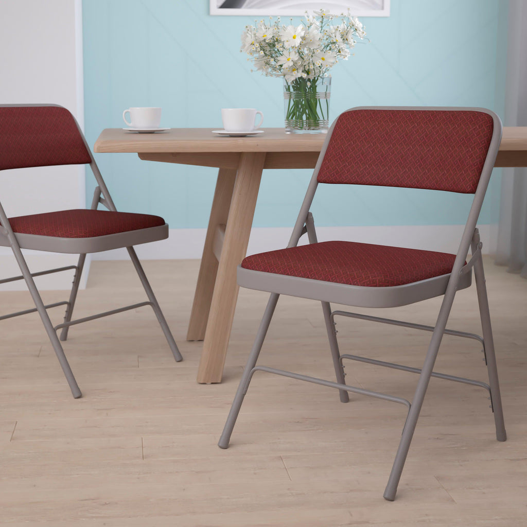 Series Curved Triple Braced & Double Hinged Fabric Upholstered Metal Folding Chair