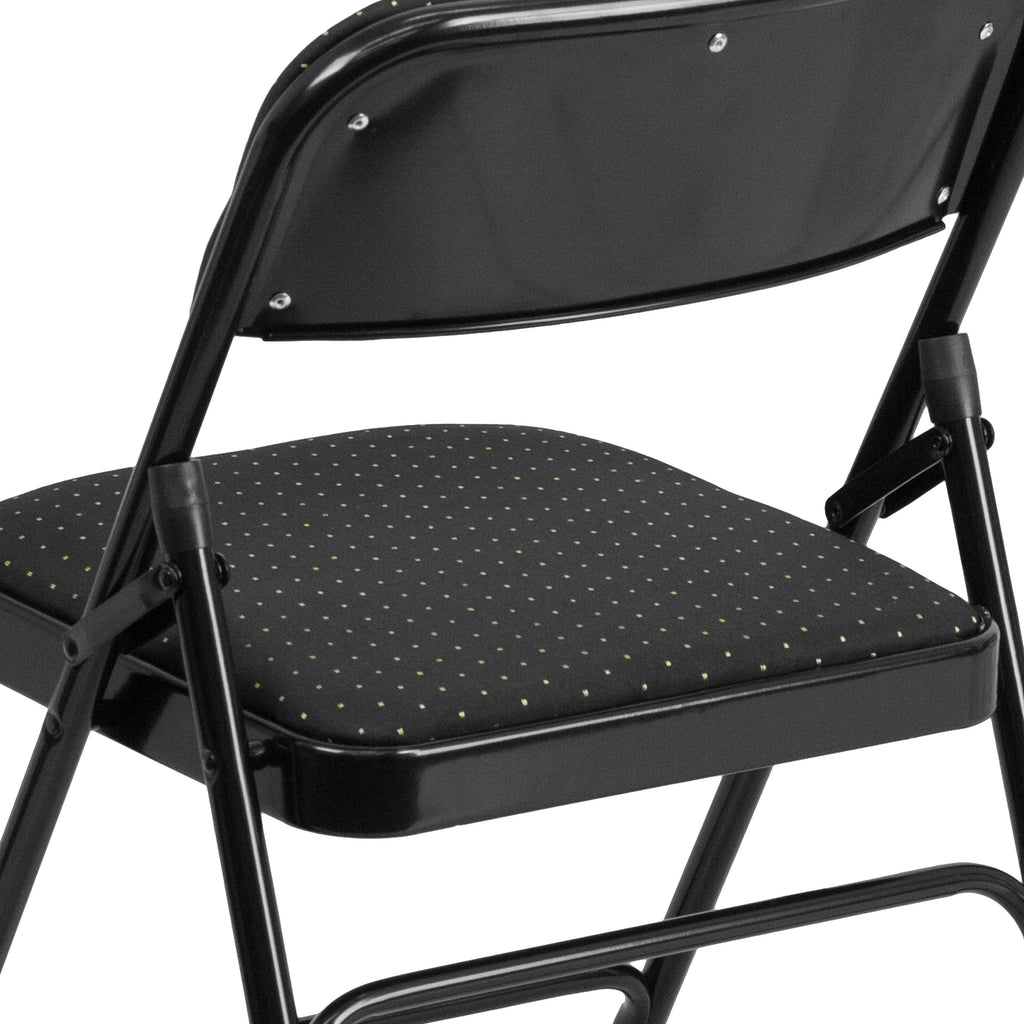 Series Curved Triple Braced & Double Hinged Fabric Upholstered Metal Folding Chair