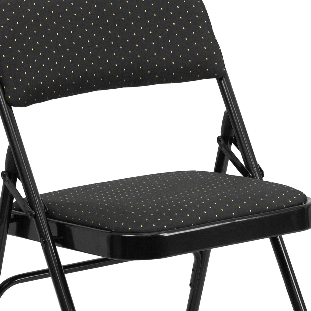 Series Curved Triple Braced & Double Hinged Fabric Upholstered Metal Folding Chair