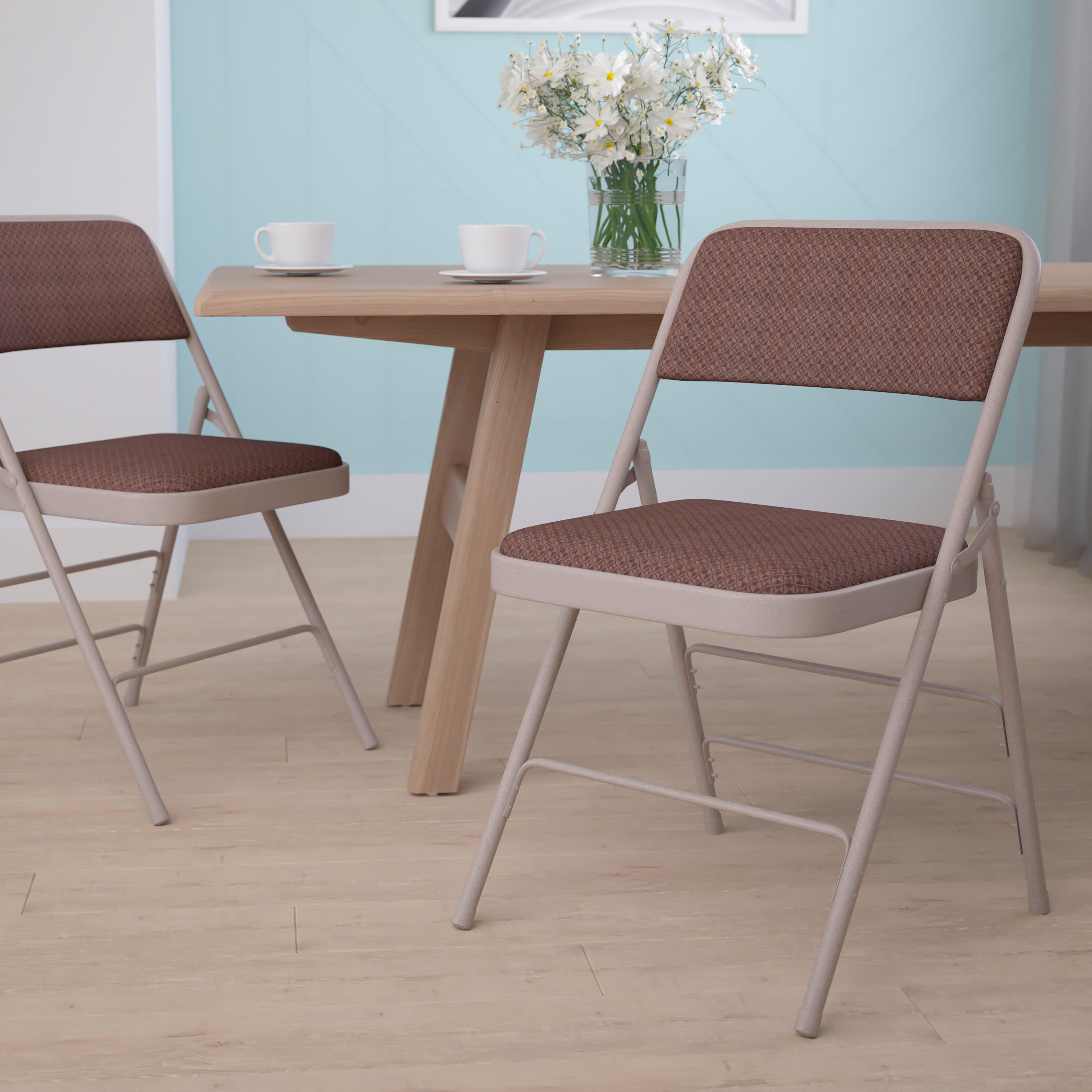 Series Curved Triple Braced & Double Hinged Fabric Upholstered Metal Folding Chair