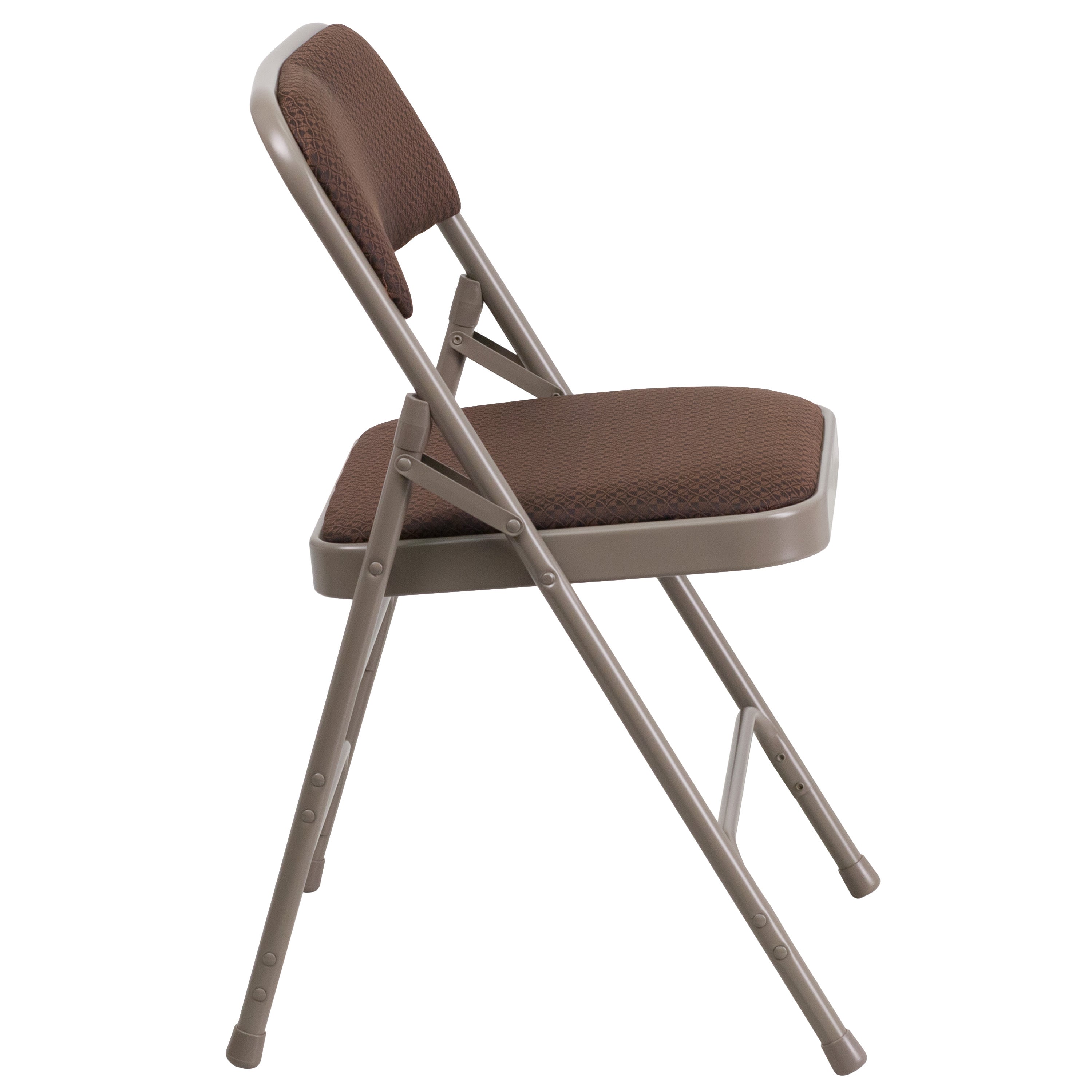 Series Curved Triple Braced & Double Hinged Fabric Upholstered Metal Folding Chair