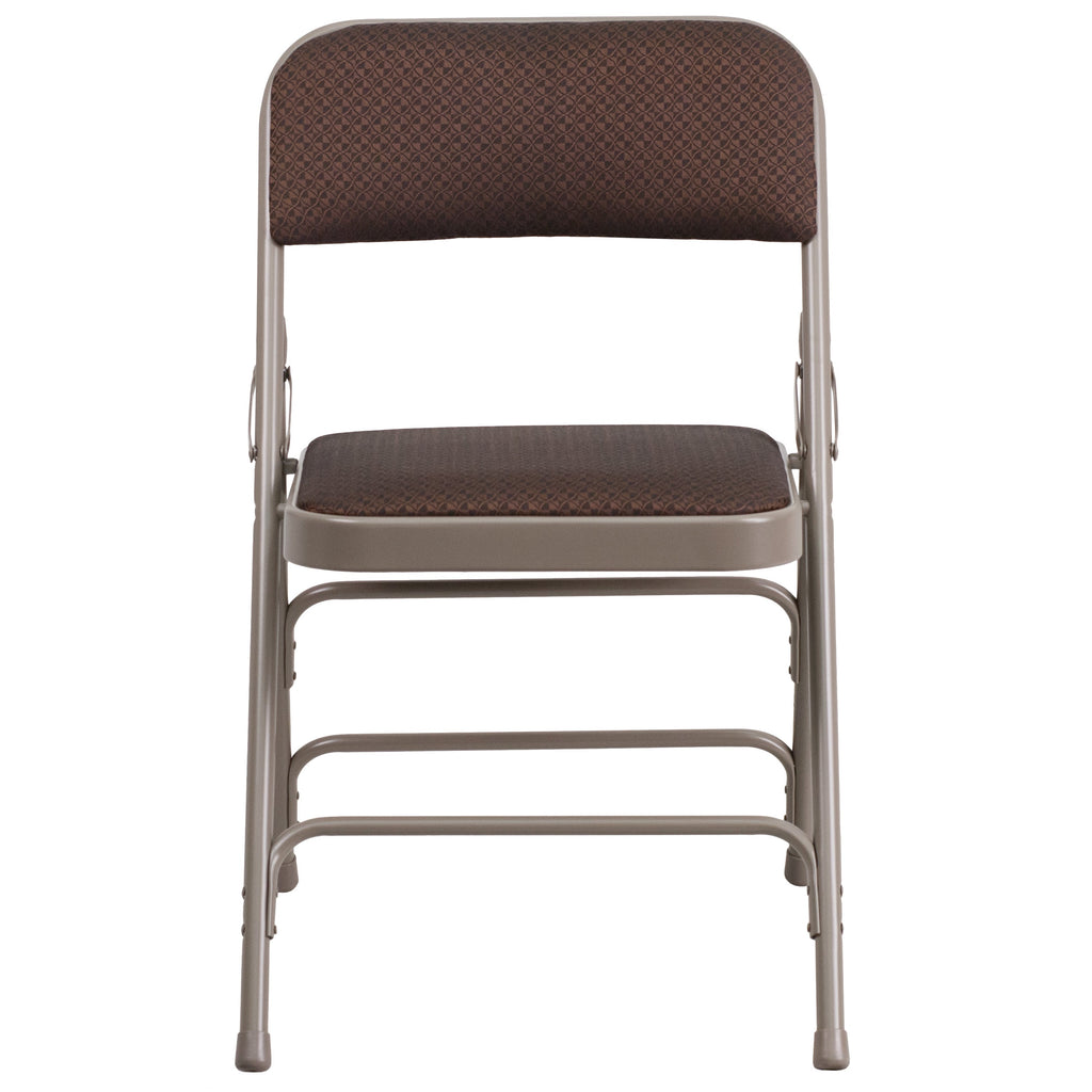Series Curved Triple Braced & Double Hinged Fabric Upholstered Metal Folding Chair