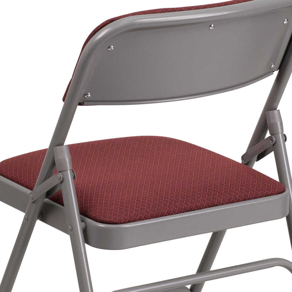 Series Curved Triple Braced & Double Hinged Fabric Upholstered Metal Folding Chair