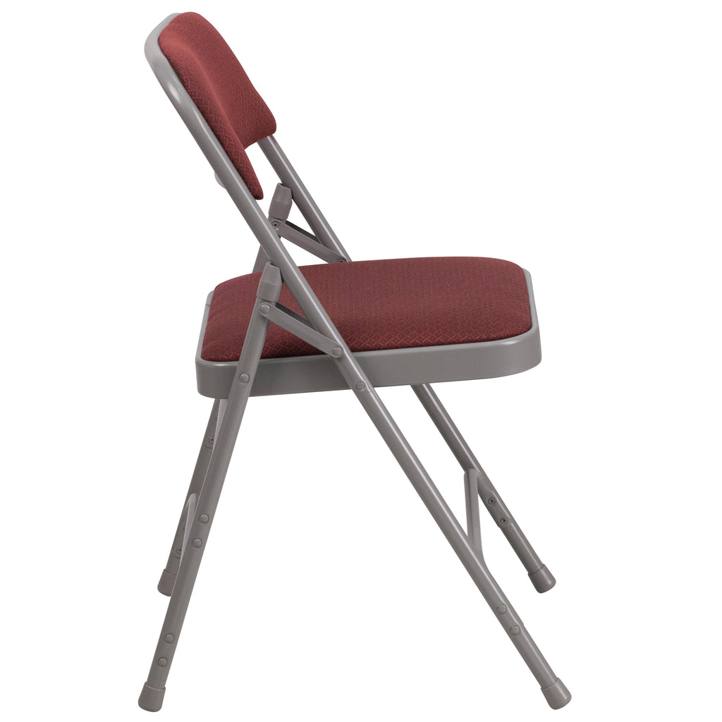Series Curved Triple Braced & Double Hinged Fabric Upholstered Metal Folding Chair