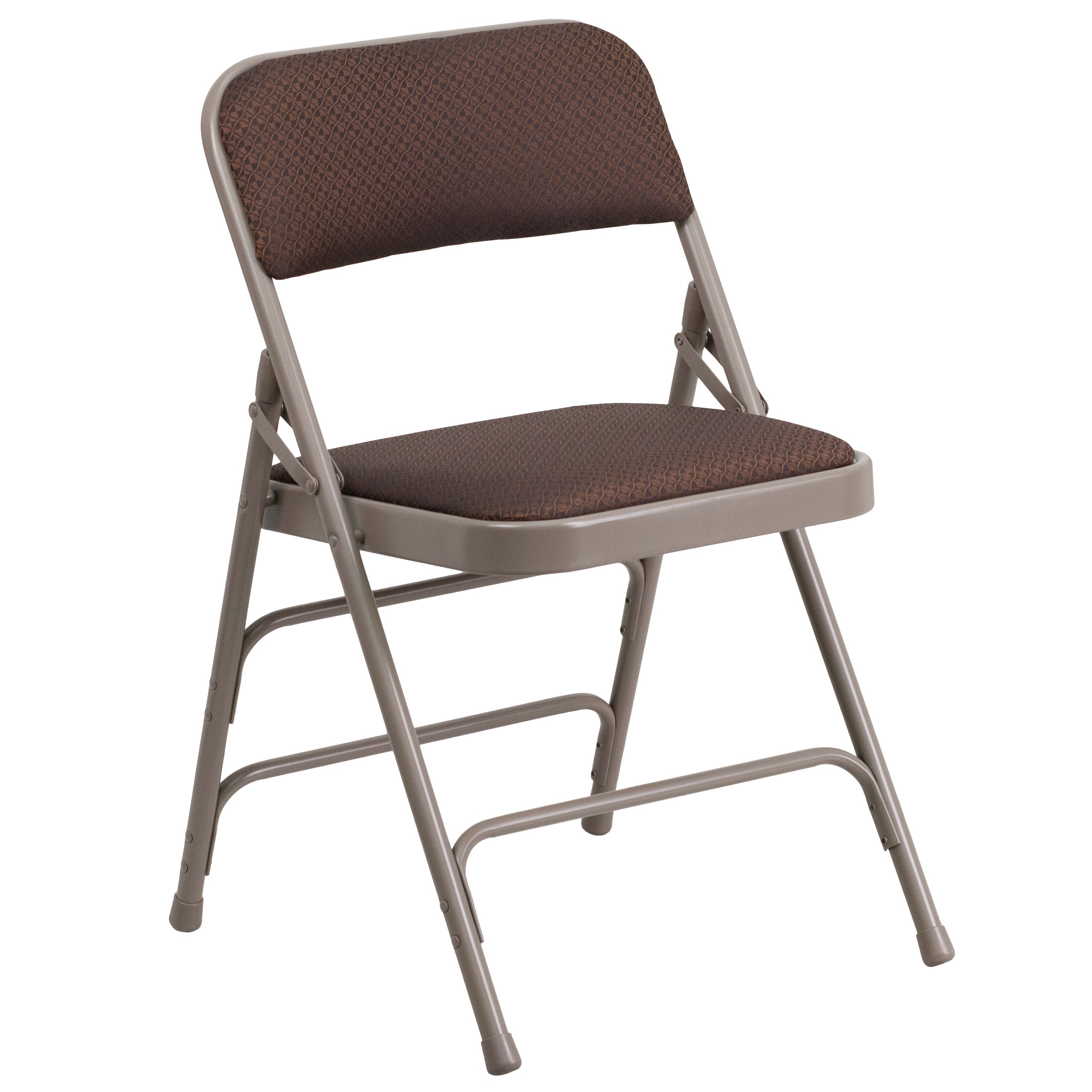 Series Curved Triple Braced & Double Hinged Fabric Upholstered Metal Folding Chair